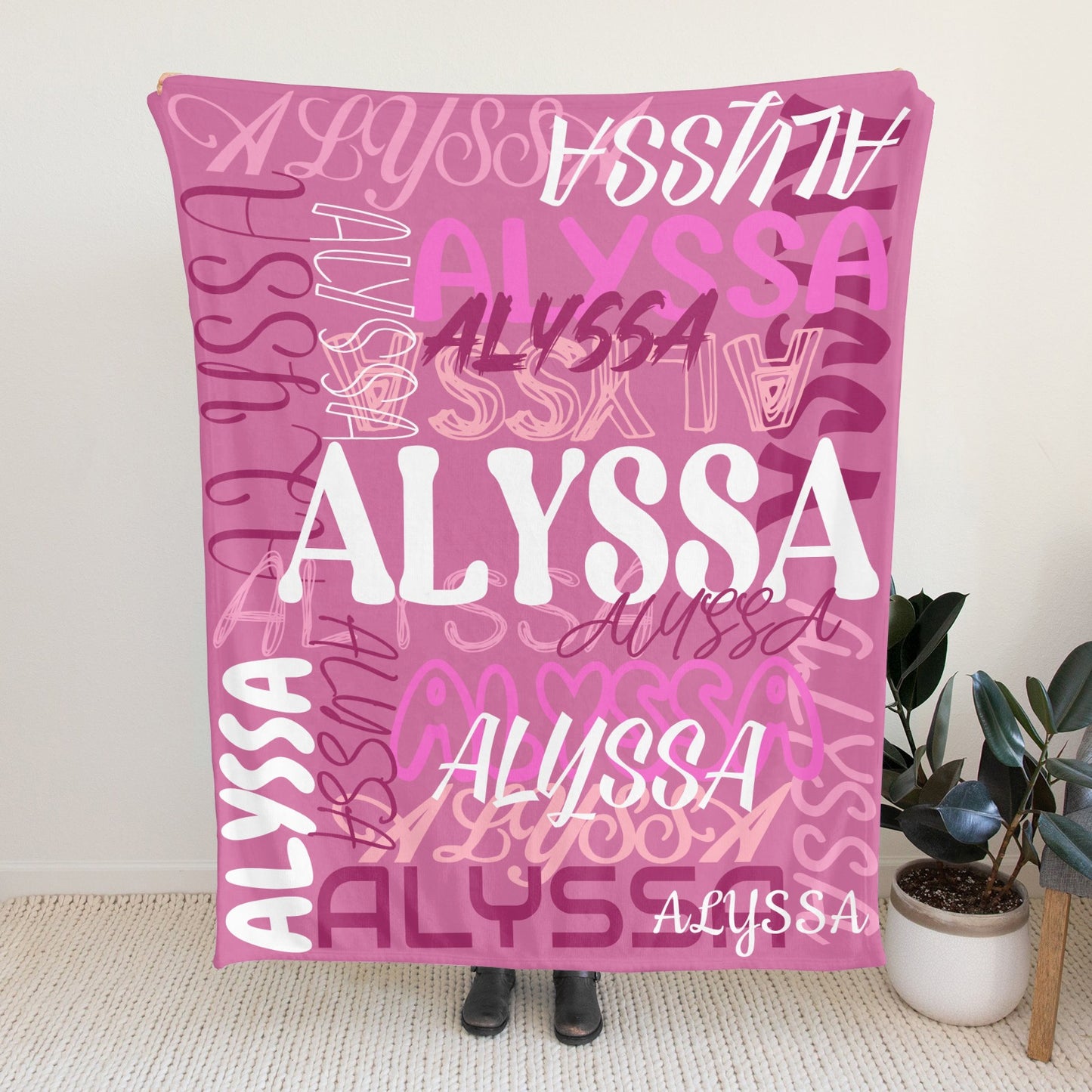 Plum Purple Flannel Blanket Name Blanket Personalized Blanket for Adult Kids Flannel Customize Throw Blanket Custom