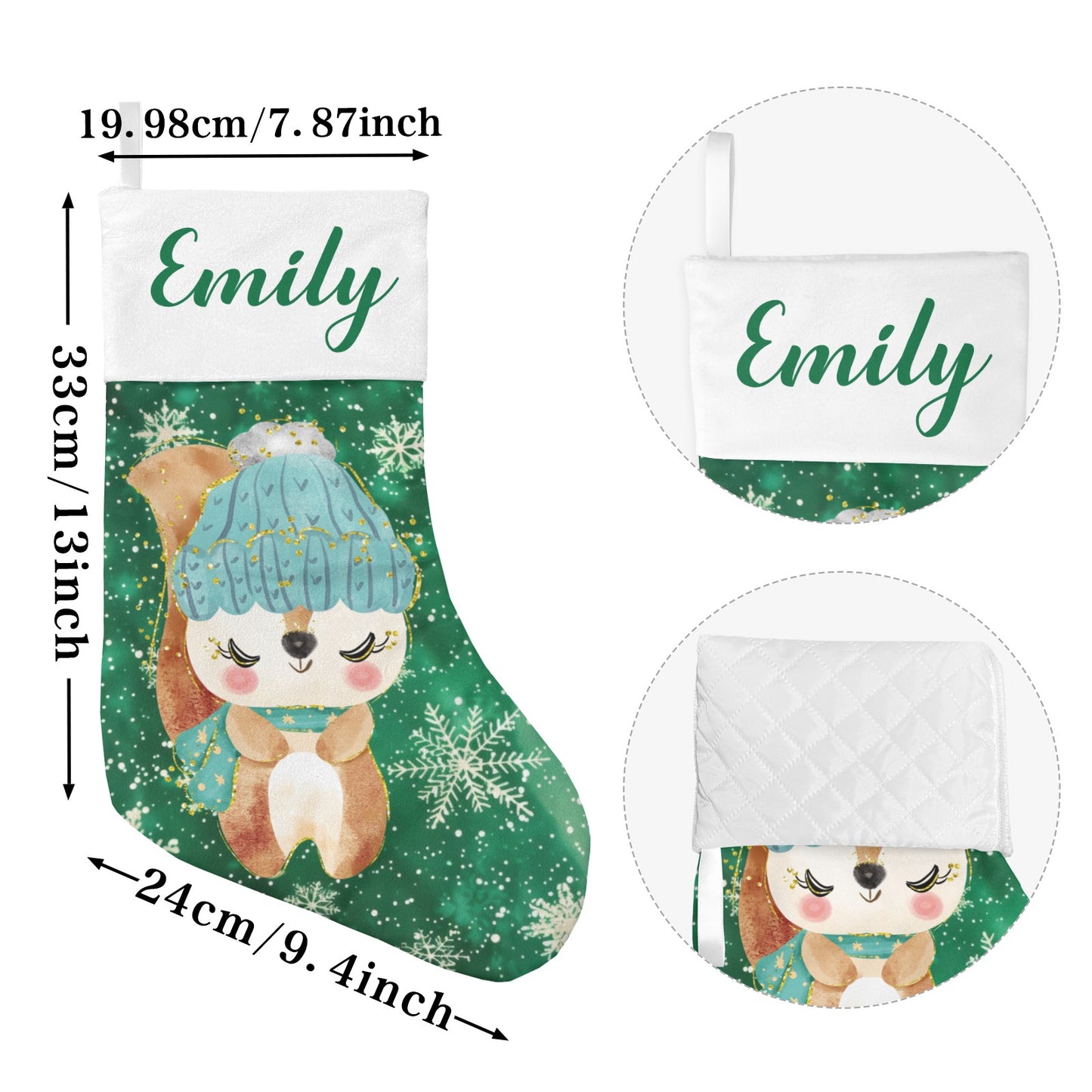 Snowflake Fox Christmas Stocking Custom Name Christmas Socks Gift