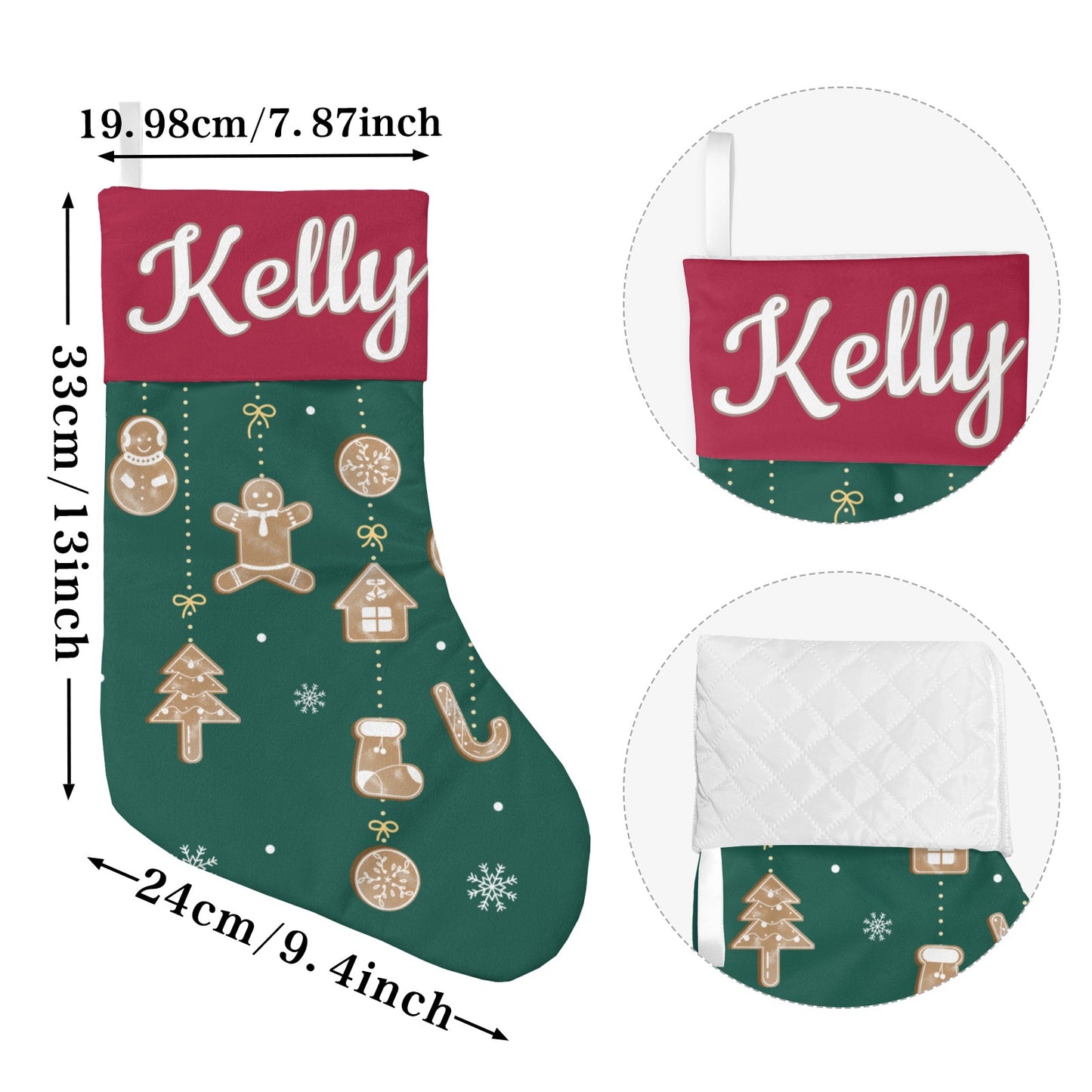 Bow Christmas Stocking Custom Name Santa Socks Gift
