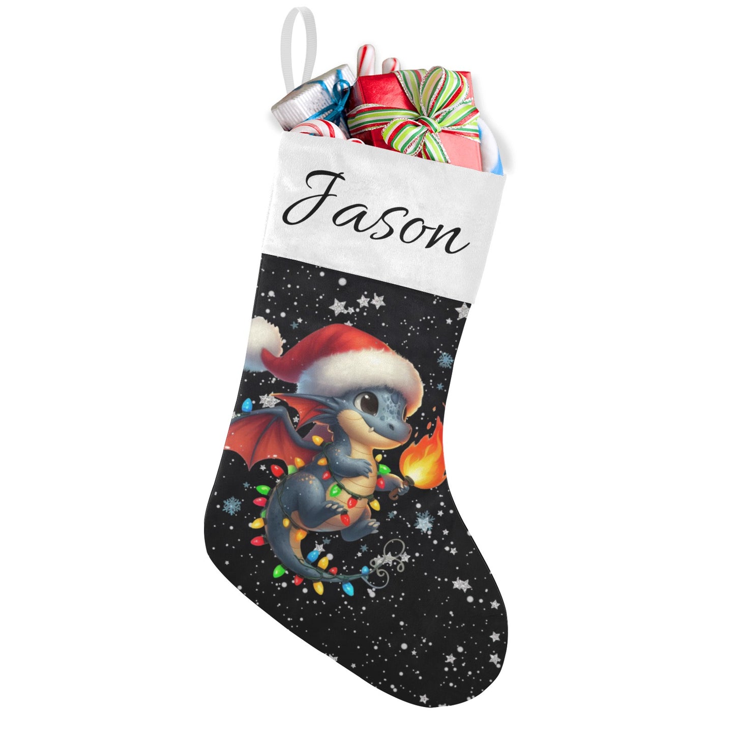 Dinosaur Christmas Stocking Custom Name Santa Socks Gift