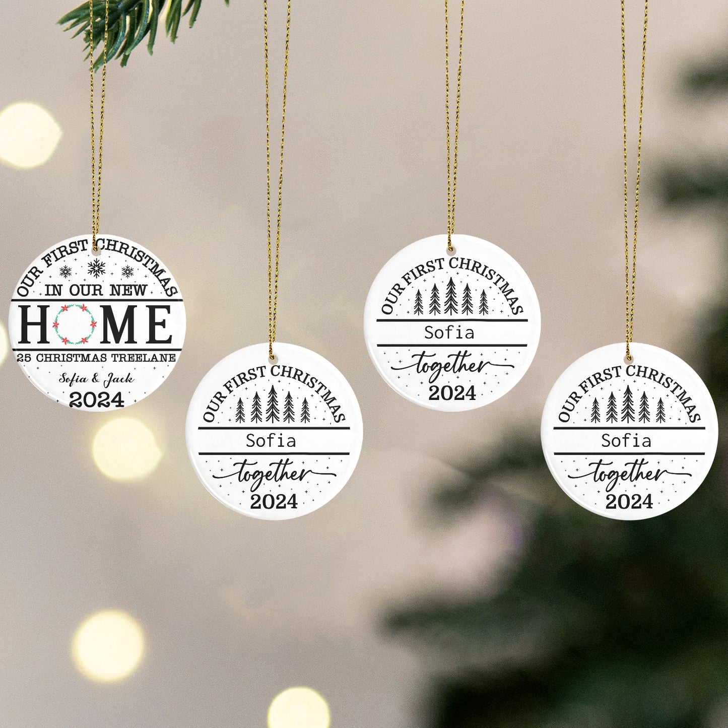 New Home Christmas Ornaments Custom Name Santa Gift
