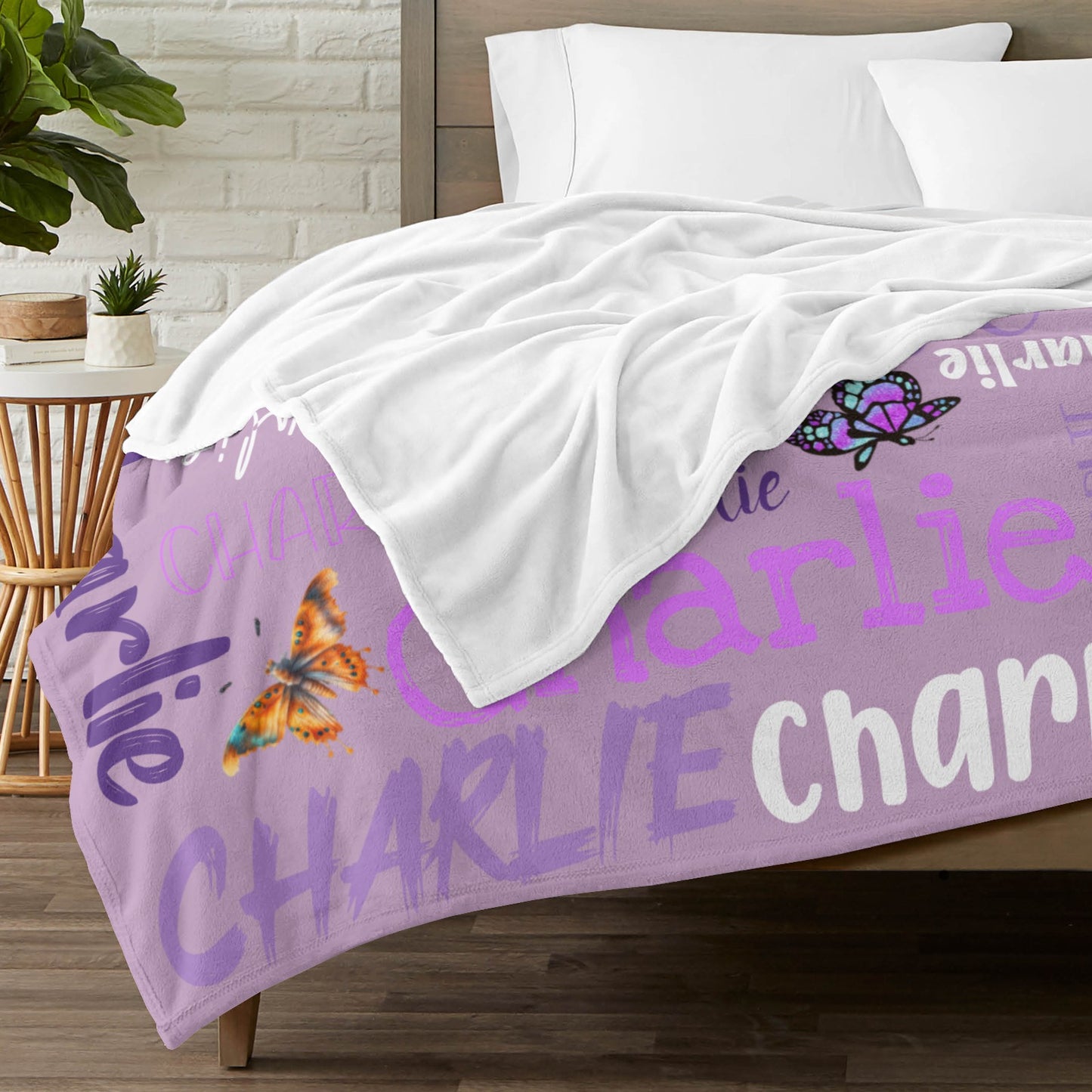 Purple Flannel Blanket Custom Name Blanket Gift for Men Women