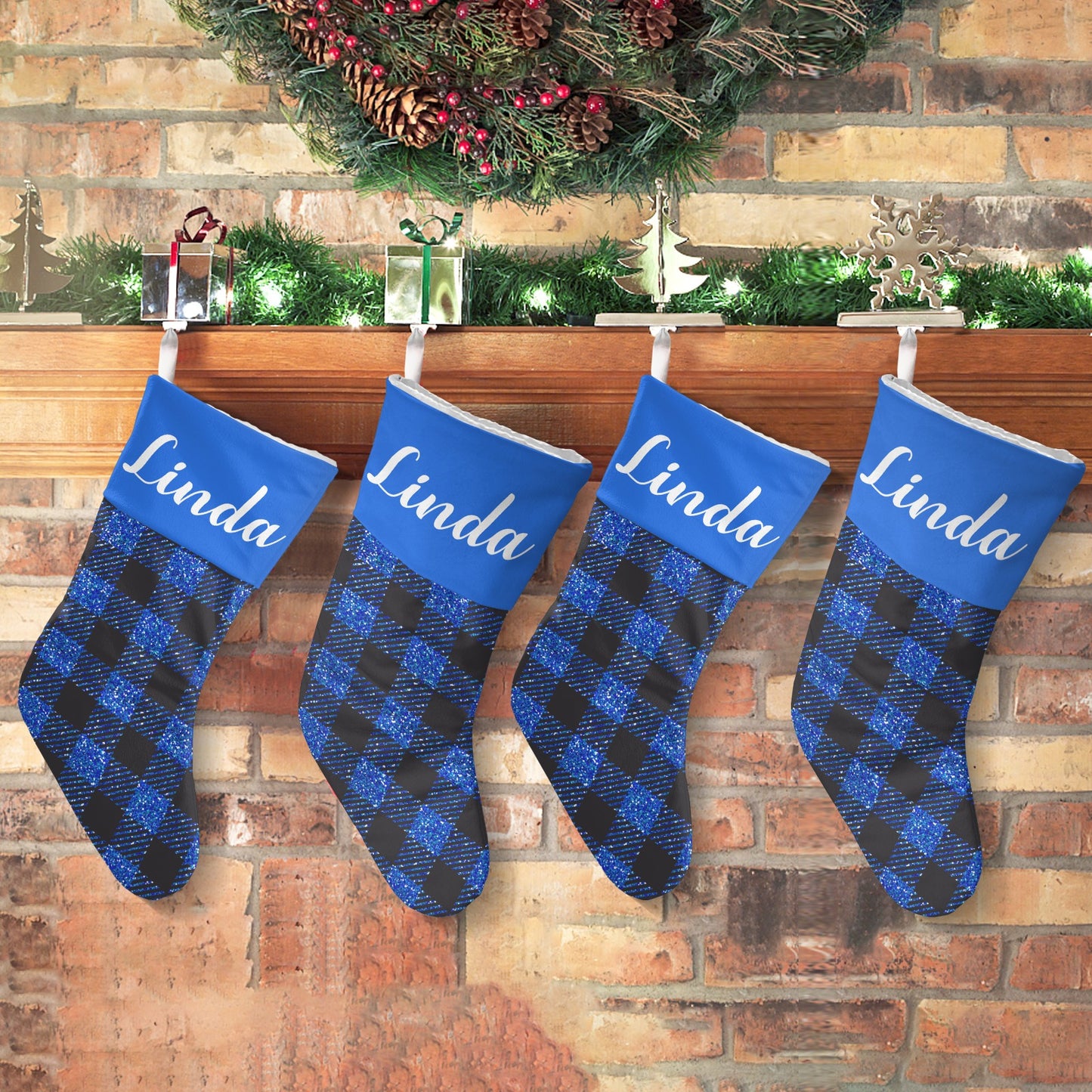 Blue Buffalo Bling Christmas Stocking Custom Name Christmas Socks Gift