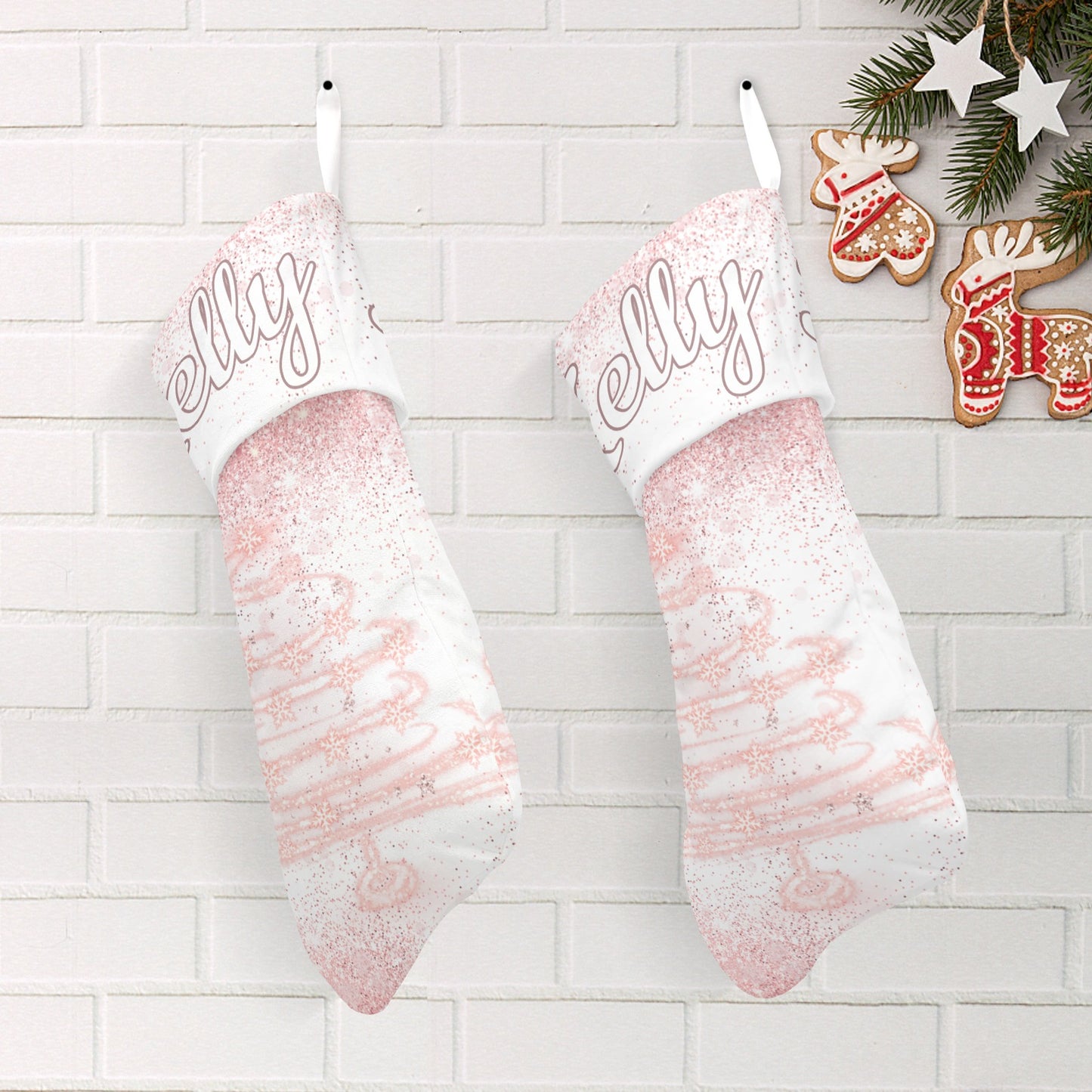 Snowflake Tree Christmas Stocking Custom Name Santa Socks Gift
