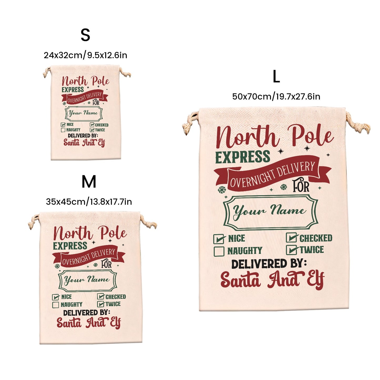 Sana and Elf Christmas Gift Bag Custom Santa Gift Bags your Name