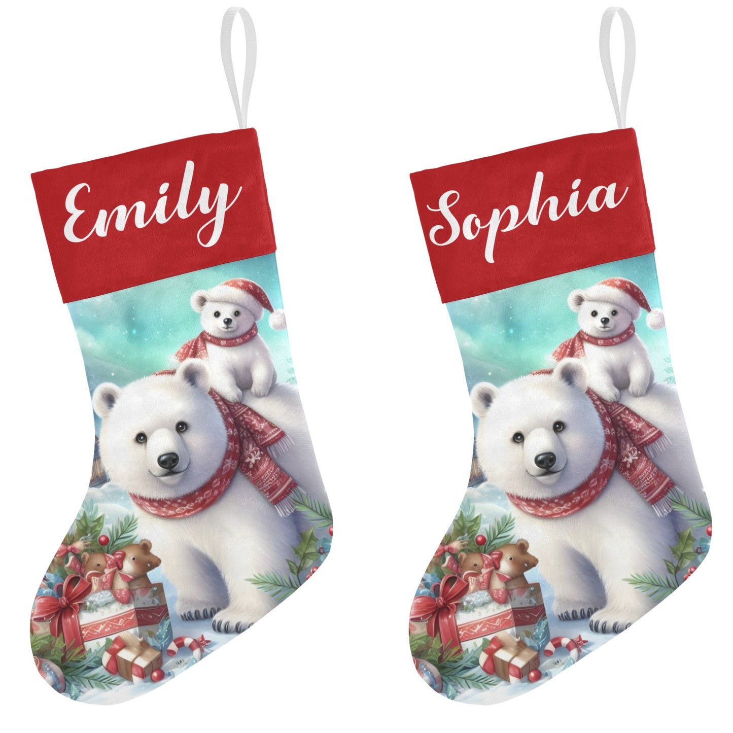 Bear Christmas Stocking Custom Name Christmas Socks Gift