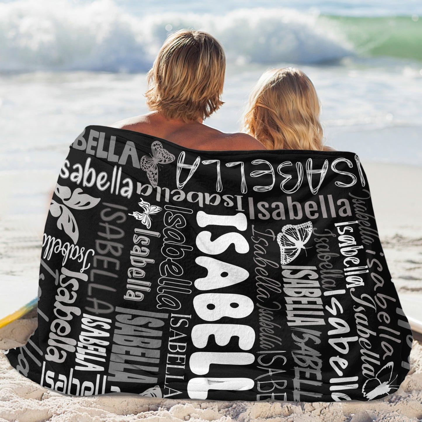 Black Flannel Blanket Name Blanket Personalized Blanket for Adult Kids Flannel Customize Throw Blanket Custom