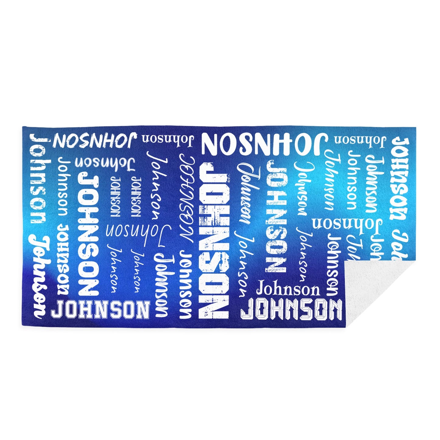 Blue Beach Towel Custom Cotton/Poly Blend Pool Towel - Blue - Personalize with Your Name - Standard Size