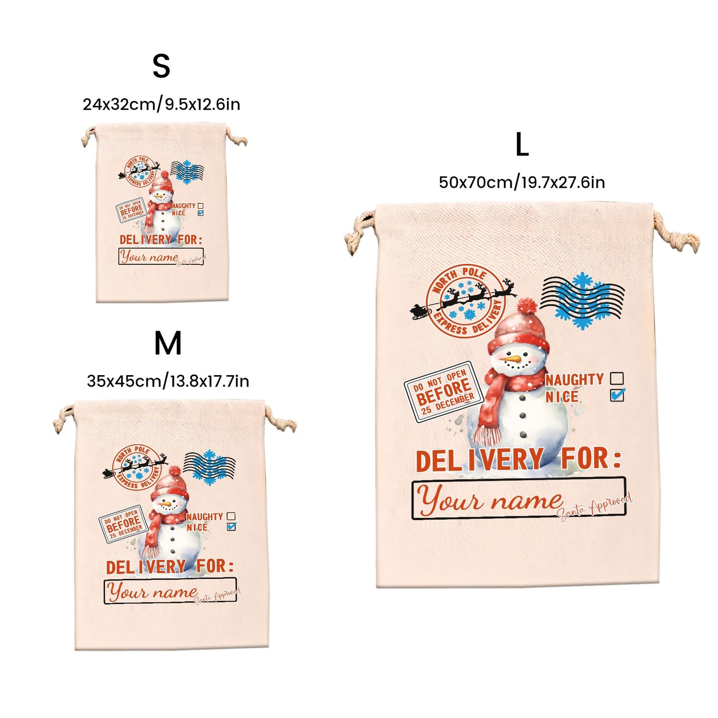 snowman Christmas Gift Bag Personalized Christmas Wrapping Gift Bags