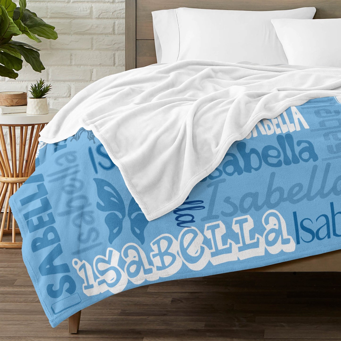 Blue Flannel Blanket Name Blanket Personalized Blanket for Adult Kids Flannel Customize Throw Blanket Custom