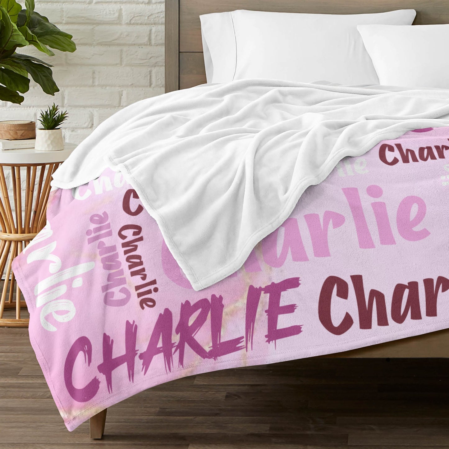 Pink Flannel Blanket Custom Name Blanket Gift for Men Women