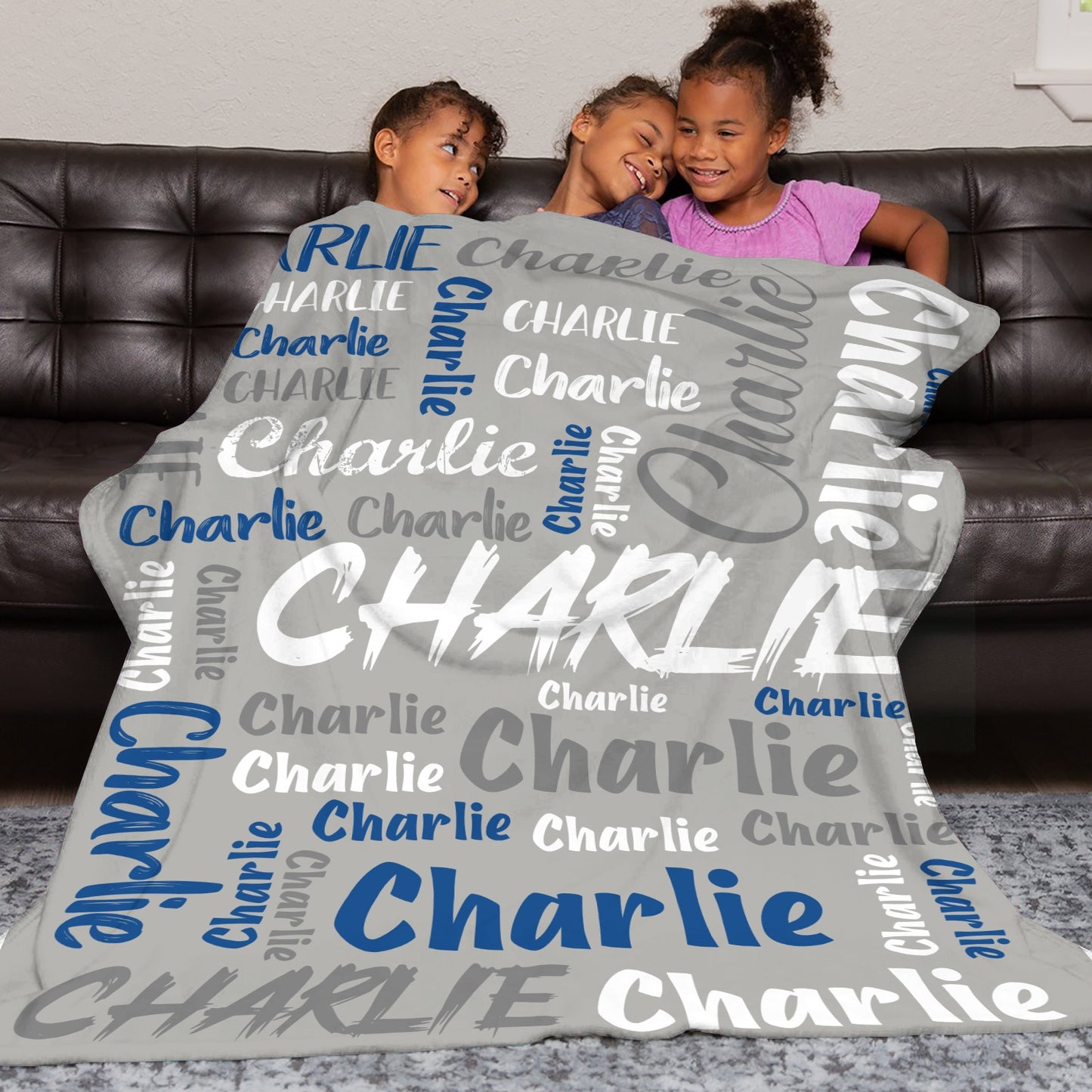 Grey Flannel Blanket Custom Name Blanket Gift for Men Women