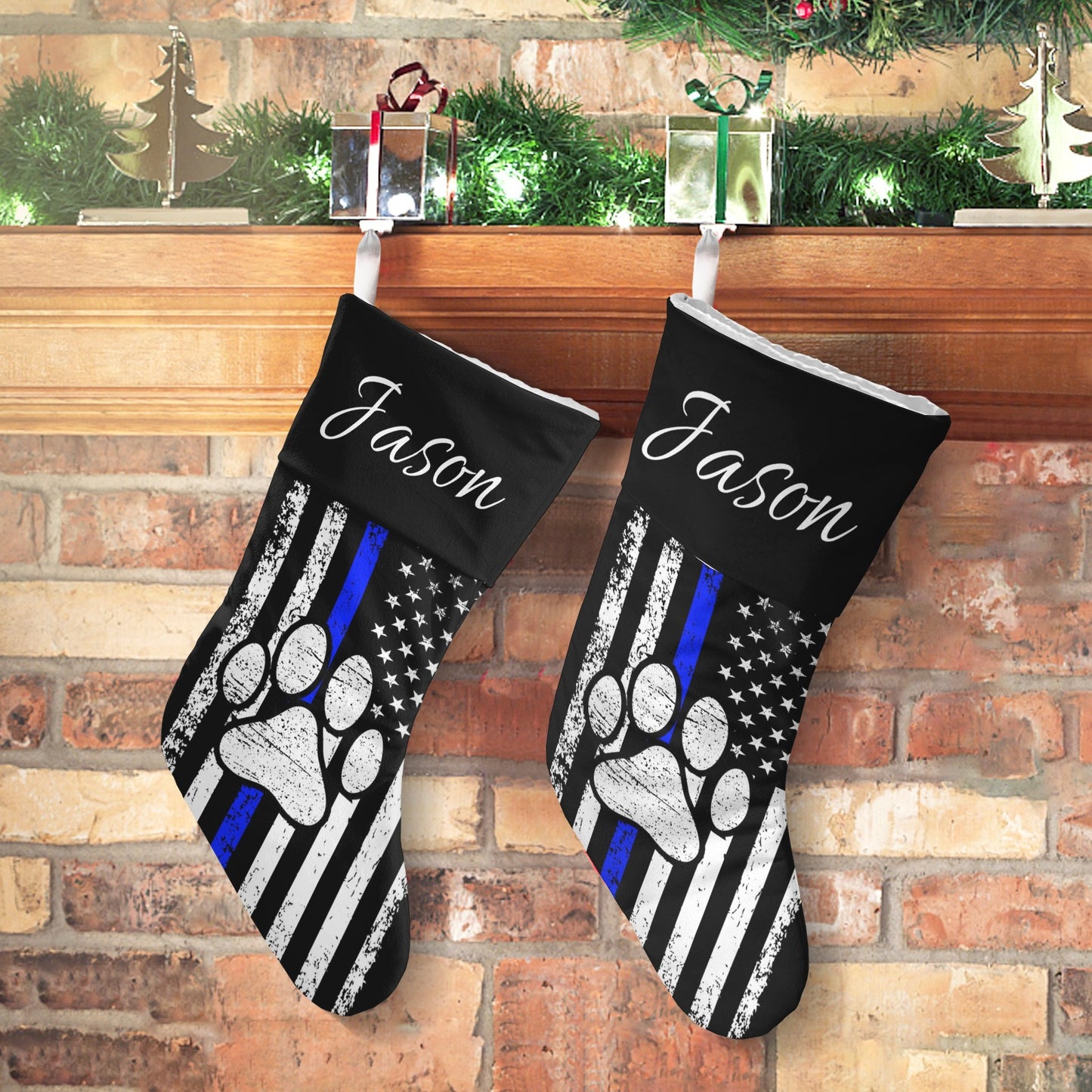 American Cat Claw Christmas Stocking Custom Name Santa Socks Gift