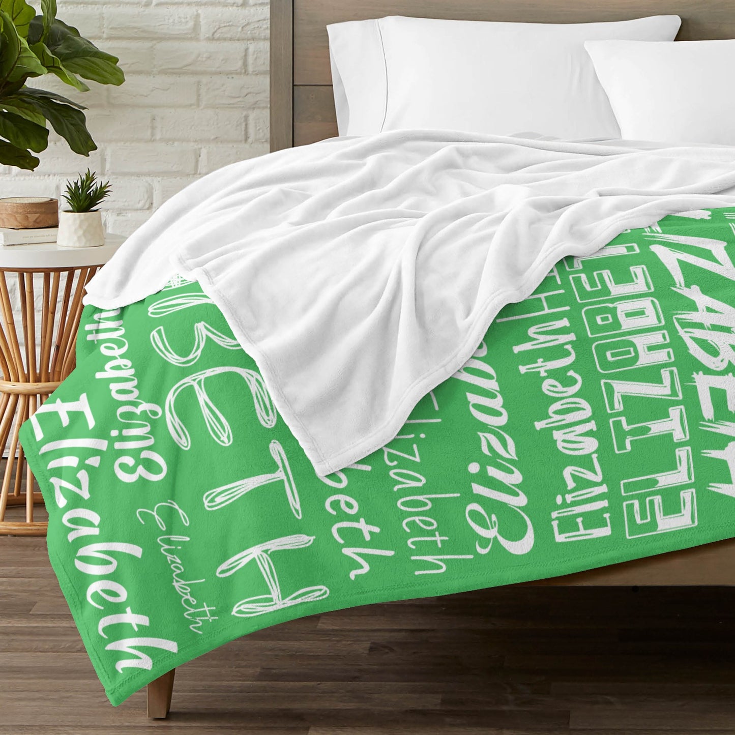 Green Flannel Blanket Name Blanket Personalized Blanket for Adult Kids Flannel Customize Throw Blanket Custom