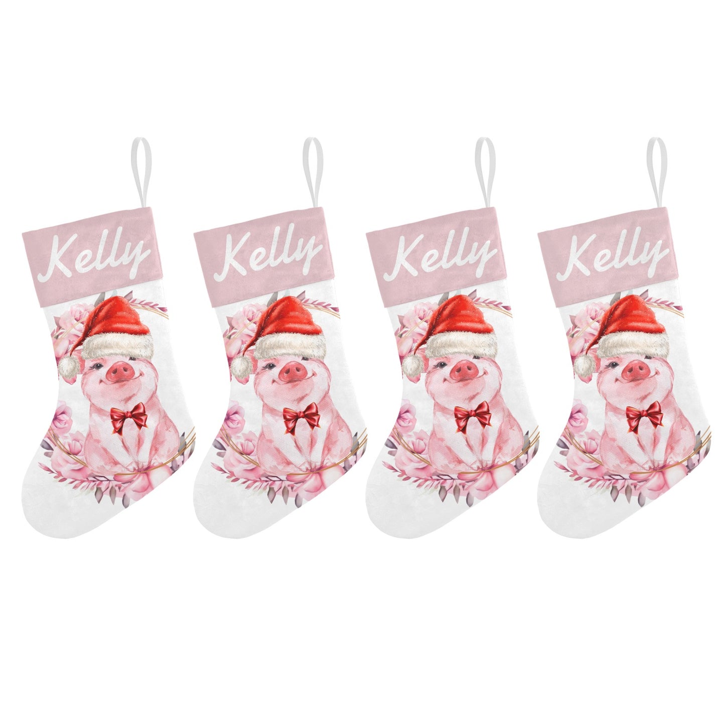 Pig Pink Christmas Stocking Custom Name Santa Socks Gift
