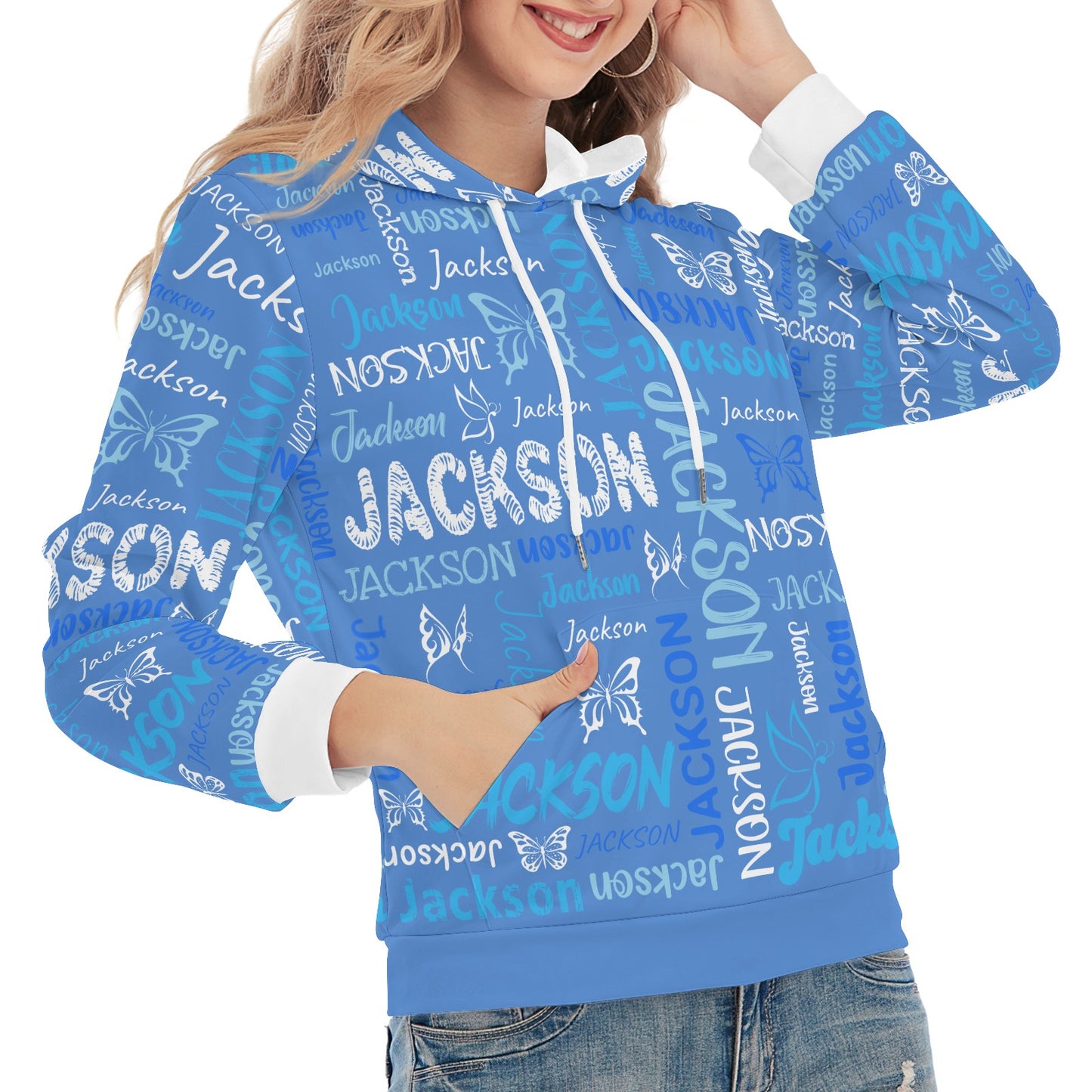 Blue Unisex Heavy Blend Hoodie Custom Hoodie Design Your Own Personalized Hoodies for Women