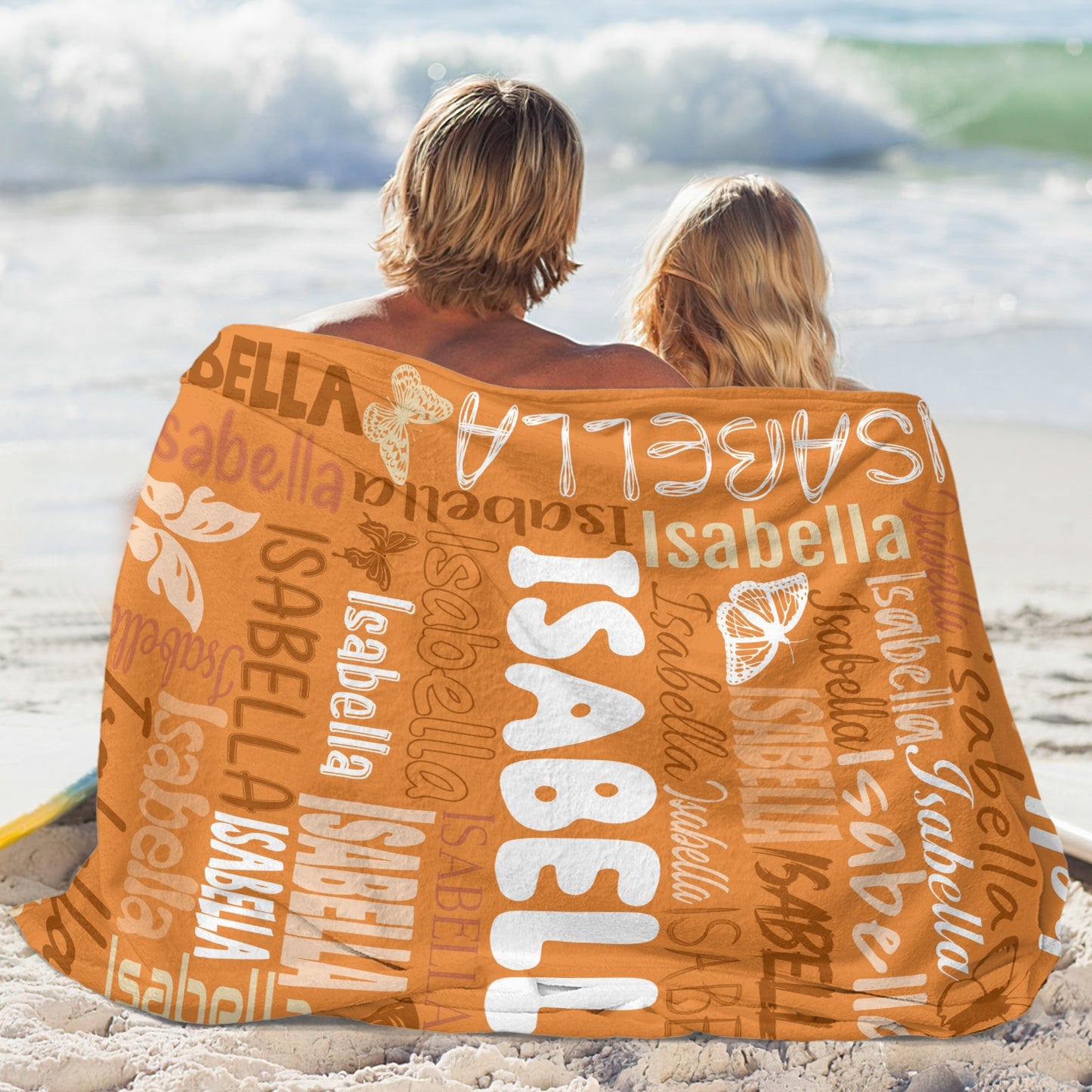 Orange Flannel Blanket Name Blanket Personalized Blanket for Adult Kids Flannel Customize Throw Blanket Custom