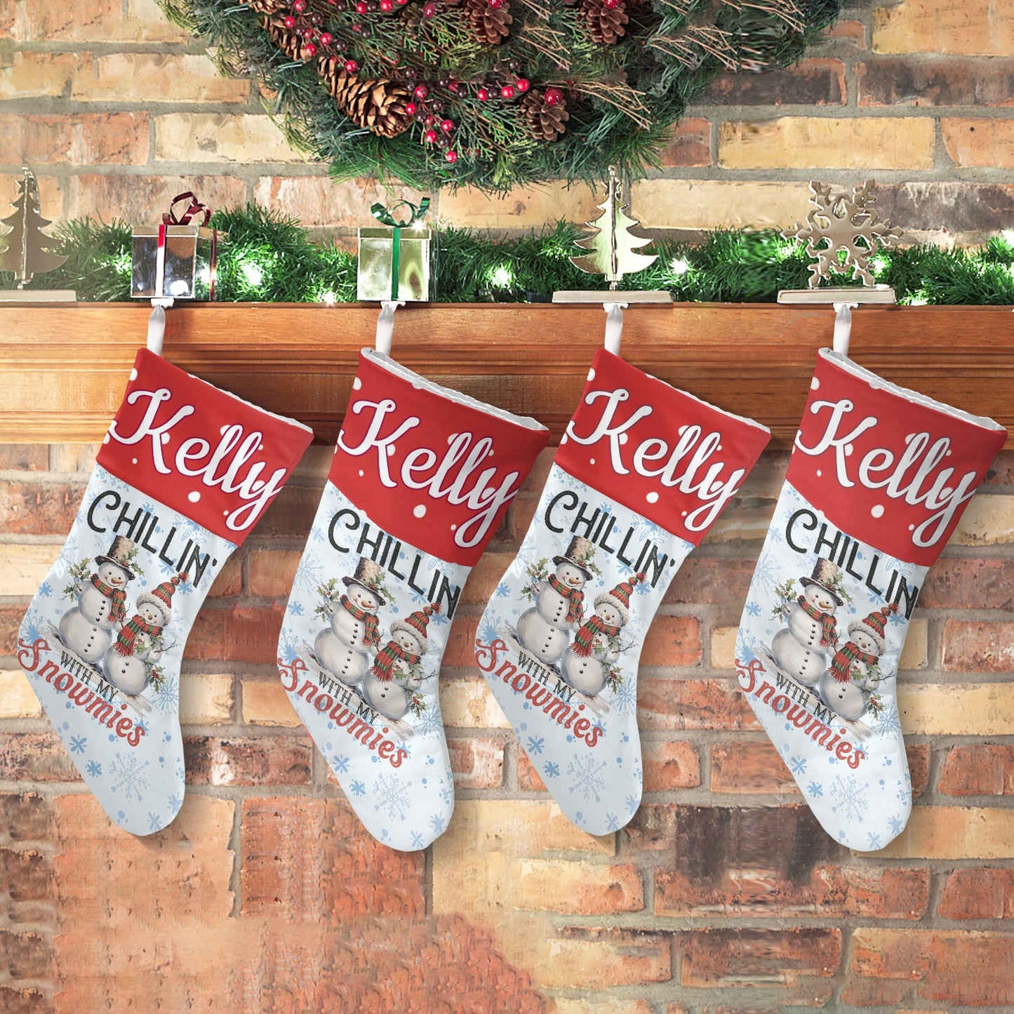 Snowman Snowflake Christmas Stocking Custom Name Santa Socks Gift