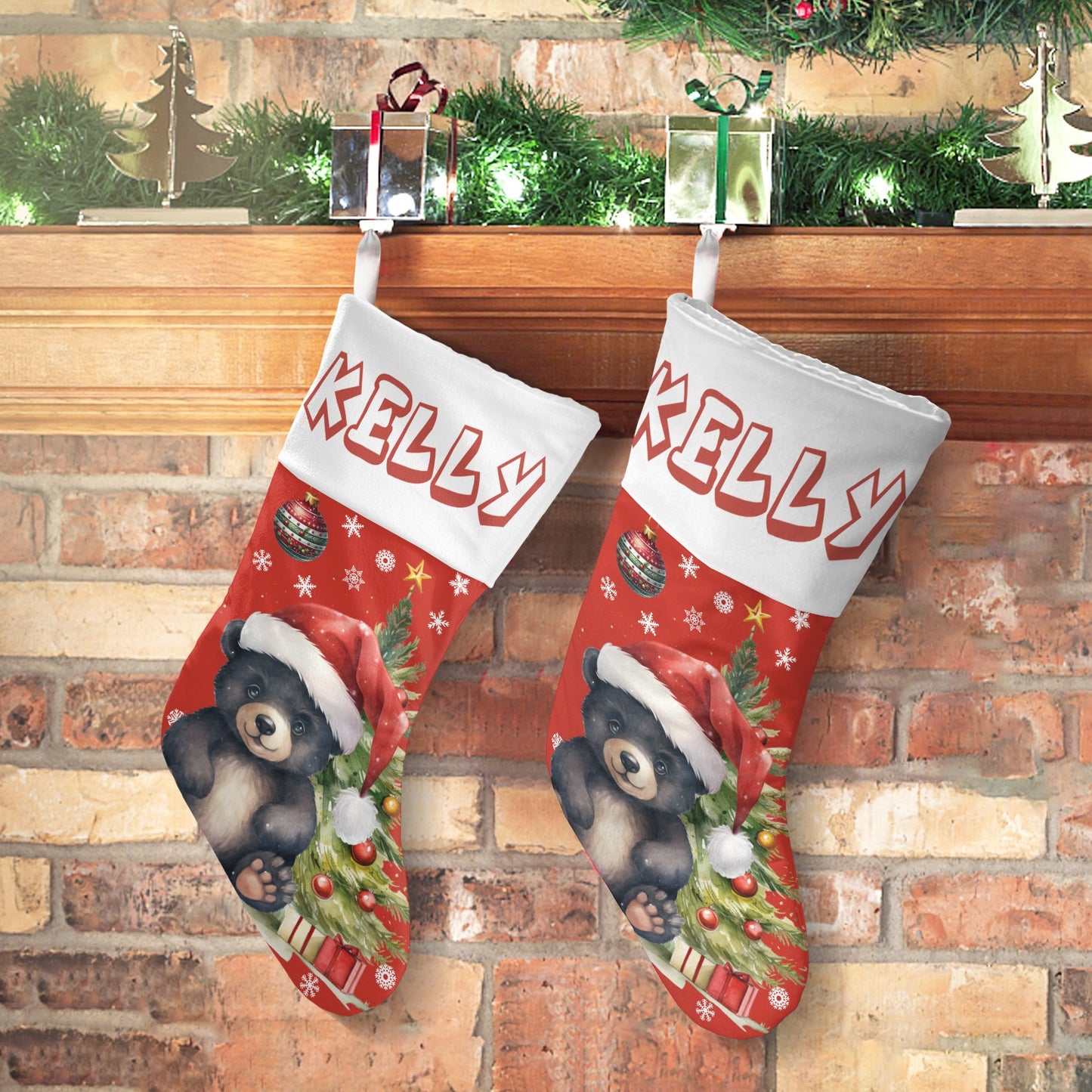 Christmas Black Brea Christmas Stocking Custom Name Santa Socks Gift