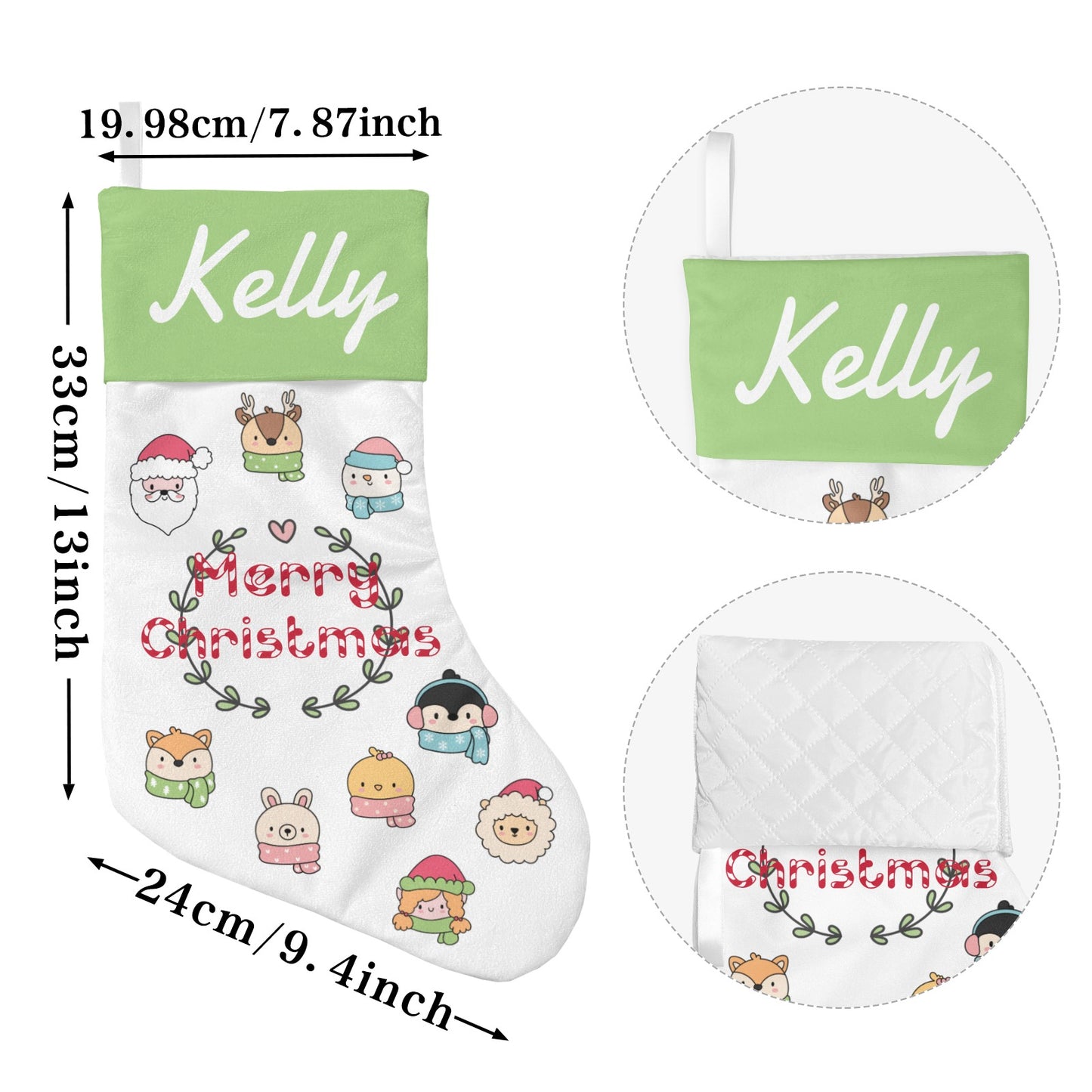 Animal Christmas Stocking Custom Name Santa Socks Gift