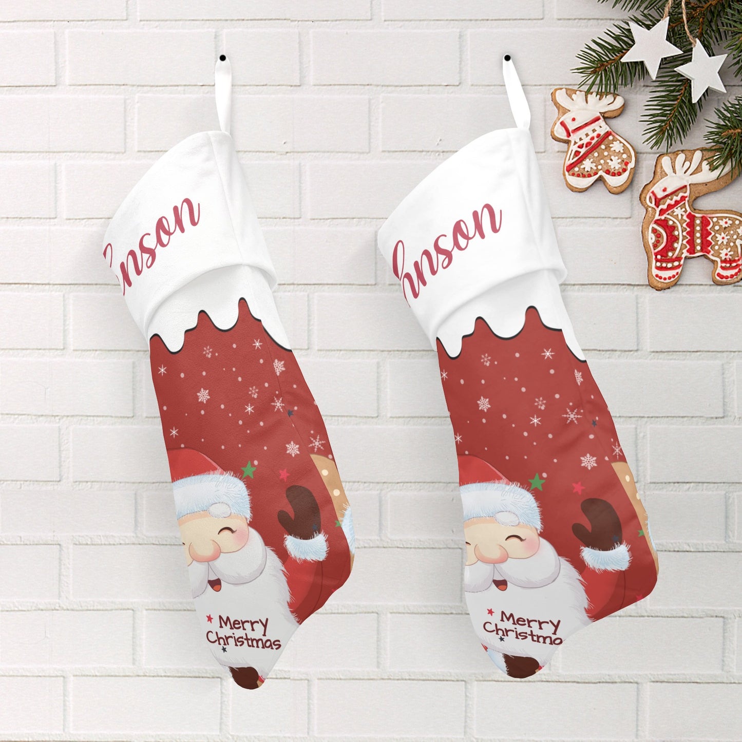 Santa Claus Christmas Stocking Custom Name Christmas Socks Gift