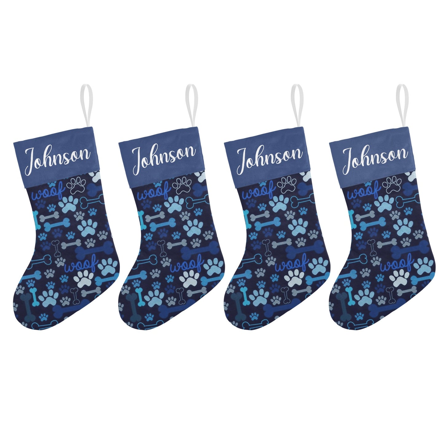 Dog Paw Navy Christmas Stocking Custom Name Christmas Socks Gift