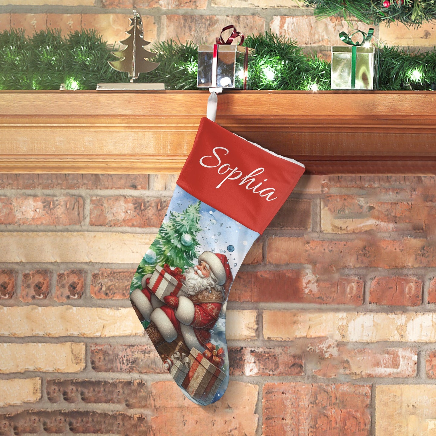 Santa Claus Christmas Stocking Custom Name Santa Socks Gift