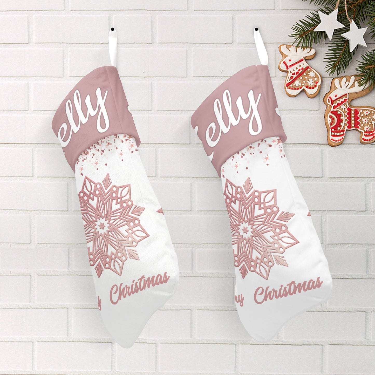 Snow Christmas Stocking Custom Name Santa Socks Gift