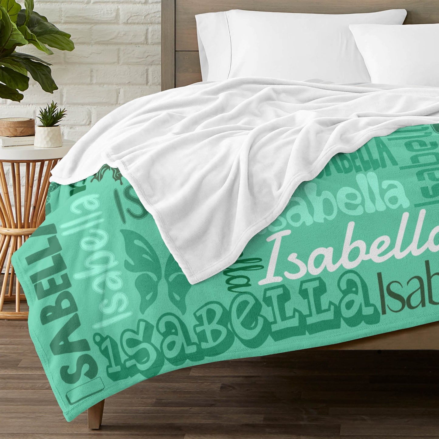 Green Flannel Blanket Name Blanket Personalized Blanket for Adult Kids Flannel Customize Throw Blanket Custom