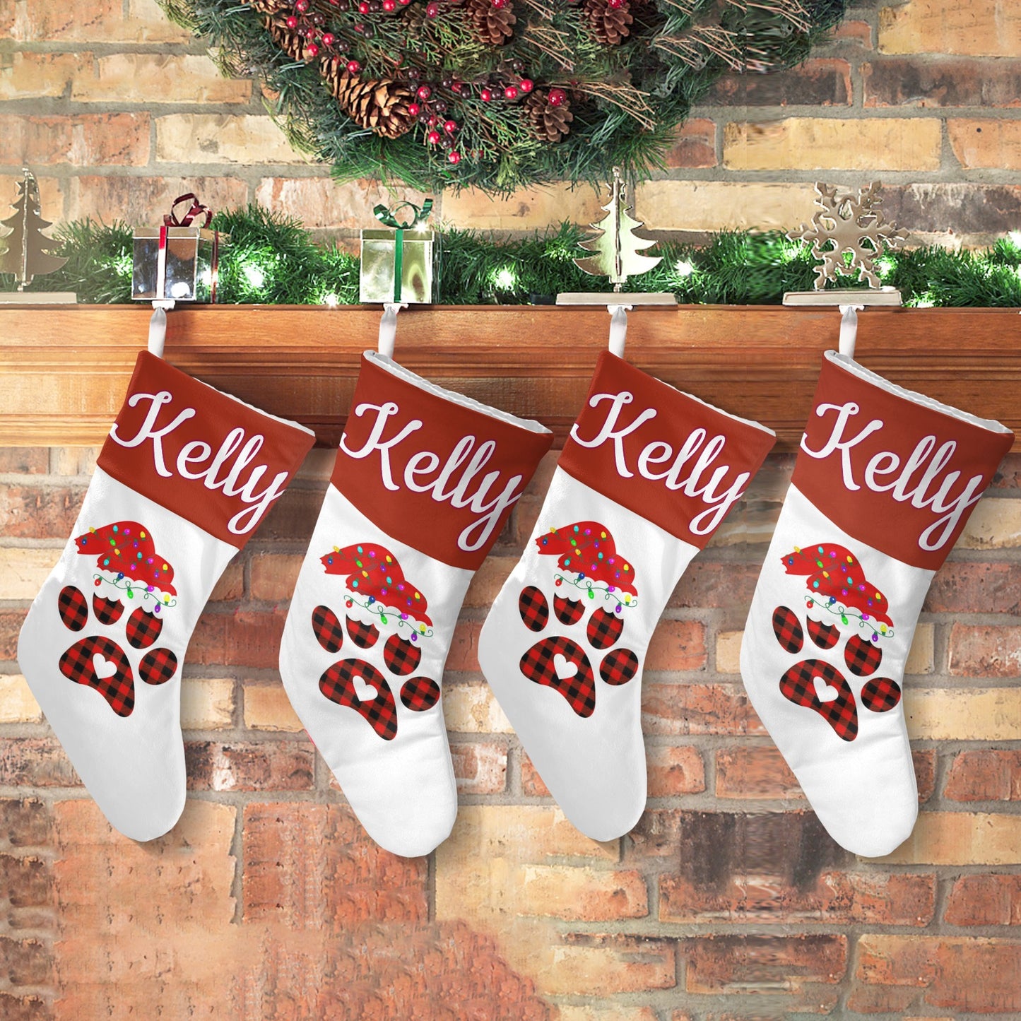 Santa's Hat Christmas Stocking Custom Name Santa Socks Gift
