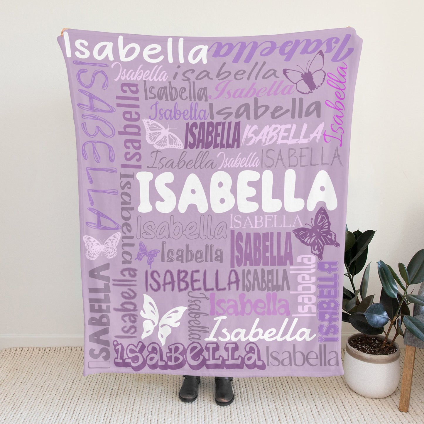 Purple Flannel Blanket Name Blanket Personalized Blanket for Adult Kids Flannel Customize Throw Blanket Custom