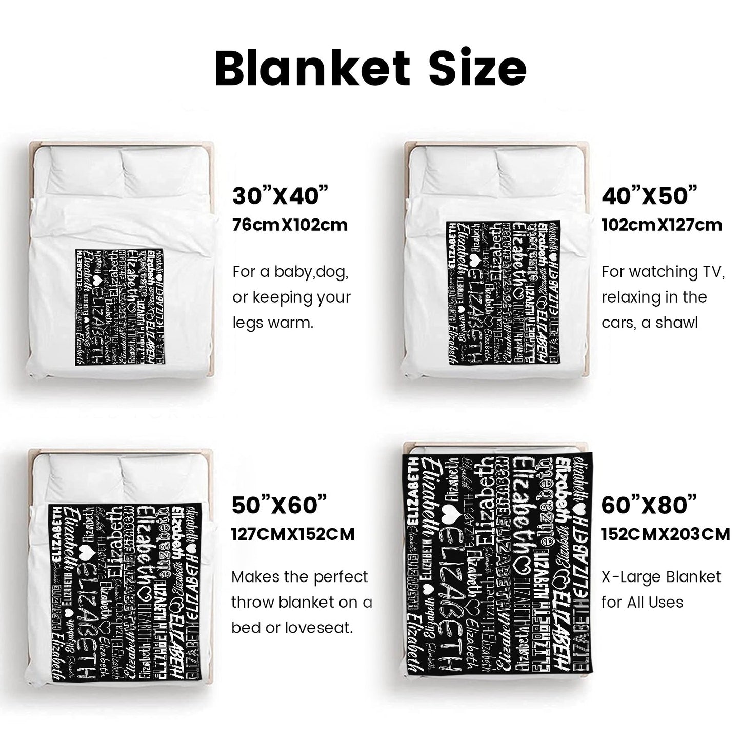 Black Flannel Blanket Name Blanket Personalized Blanket for Adult Kids Flannel Customize Throw Blanket Custom