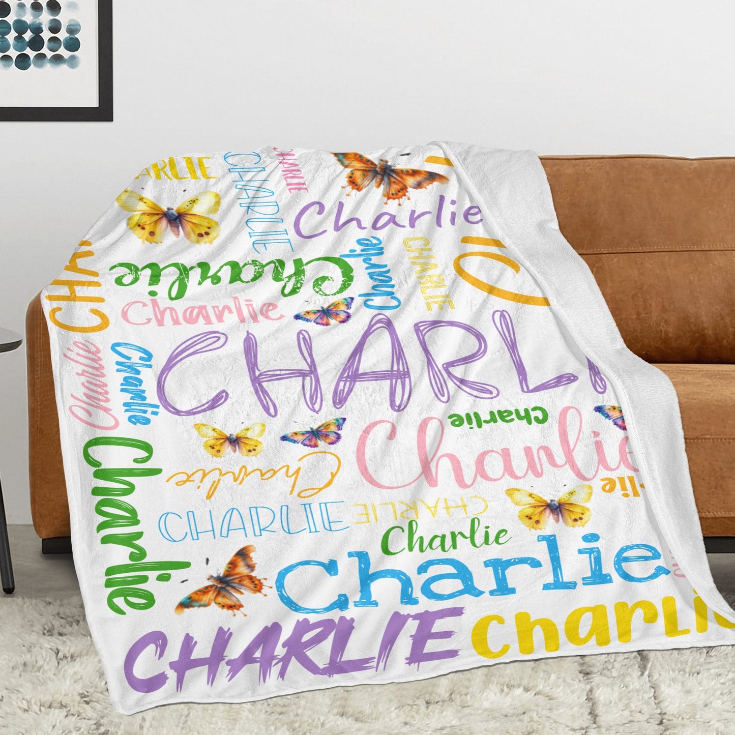 White Flannel Blanket Custom Name Blanket Gift for Men Women