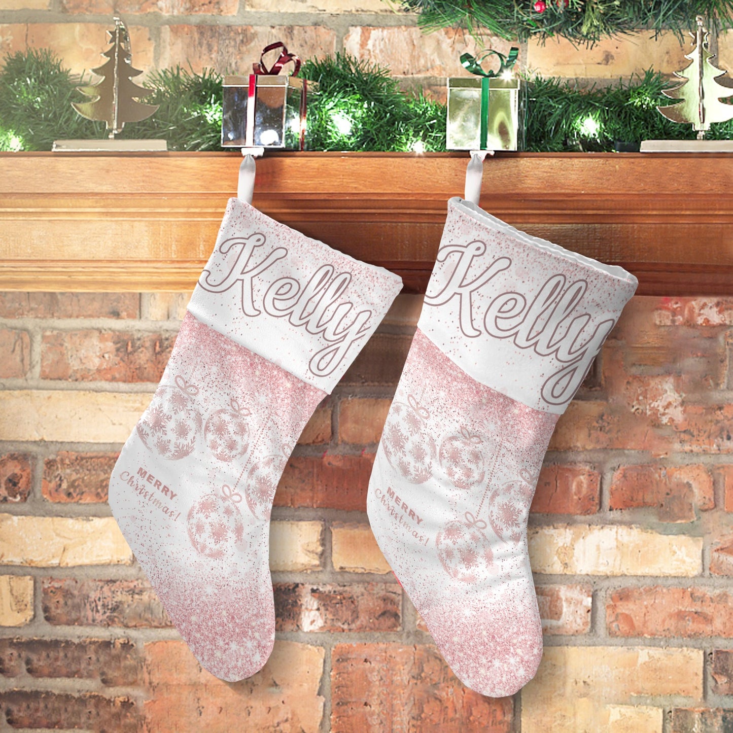 Snow Globe Christmas Stocking Custom Name Santa Socks Gift