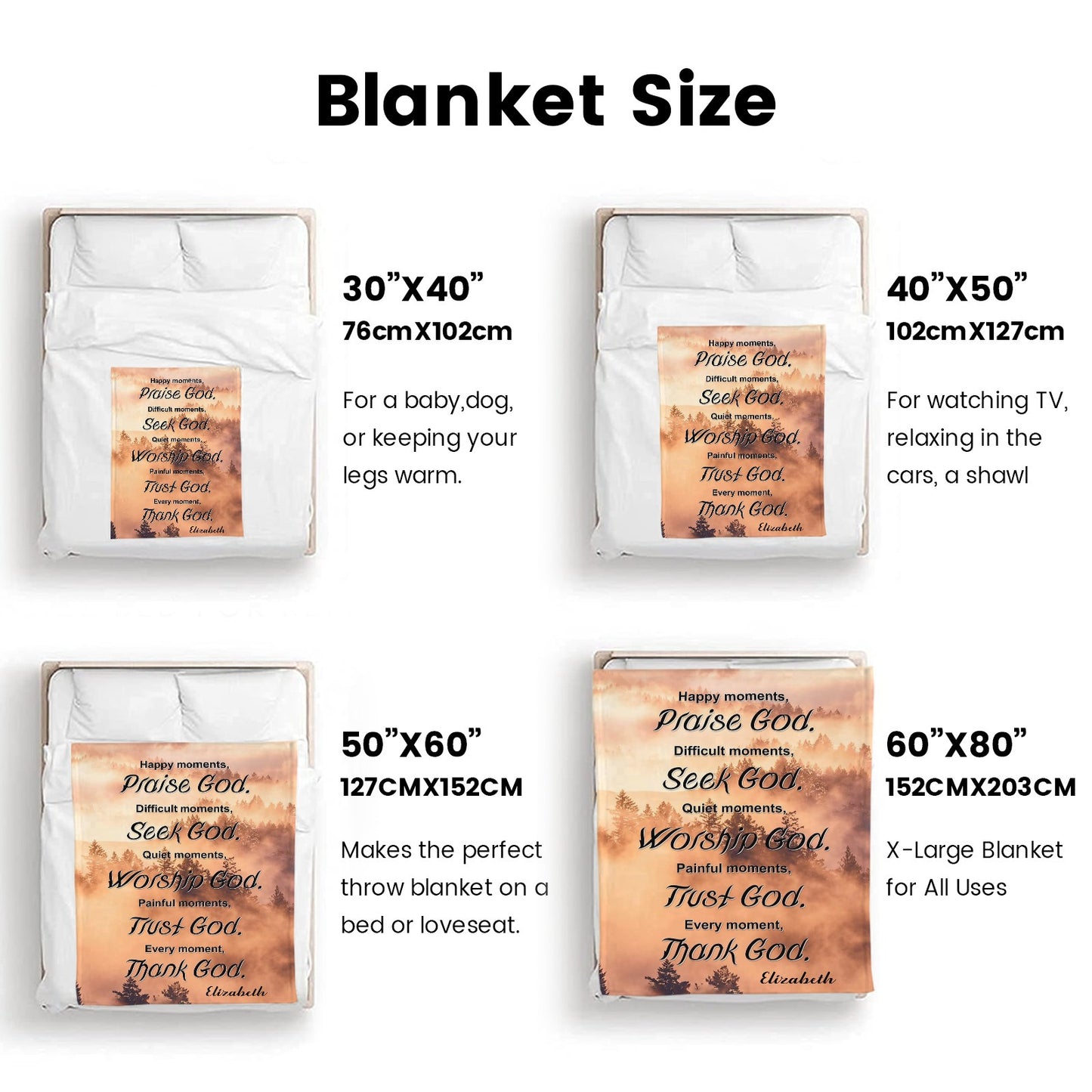 Praise God Flannel Blanket Custom Name Blanket Gift for Men Women