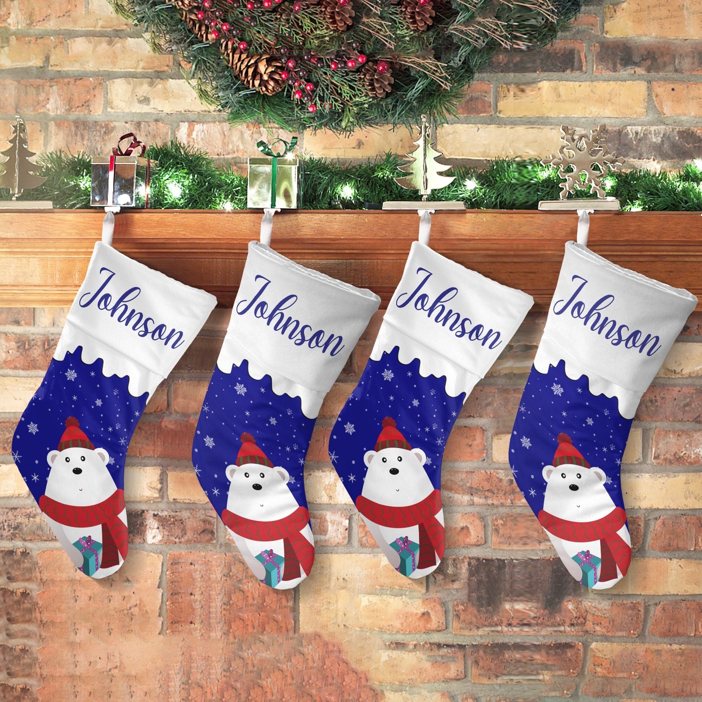 Christmas Bear Christmas Stocking Custom Name Christmas Socks Gift