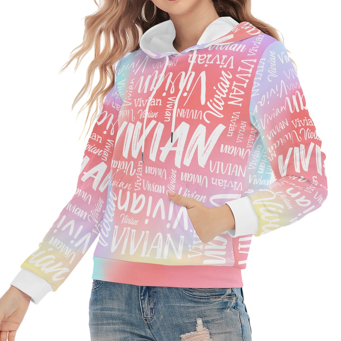 Pink Unisex Heavy Blend Hoodie Customized Hooded Sweatshirt with Name Women and Girl