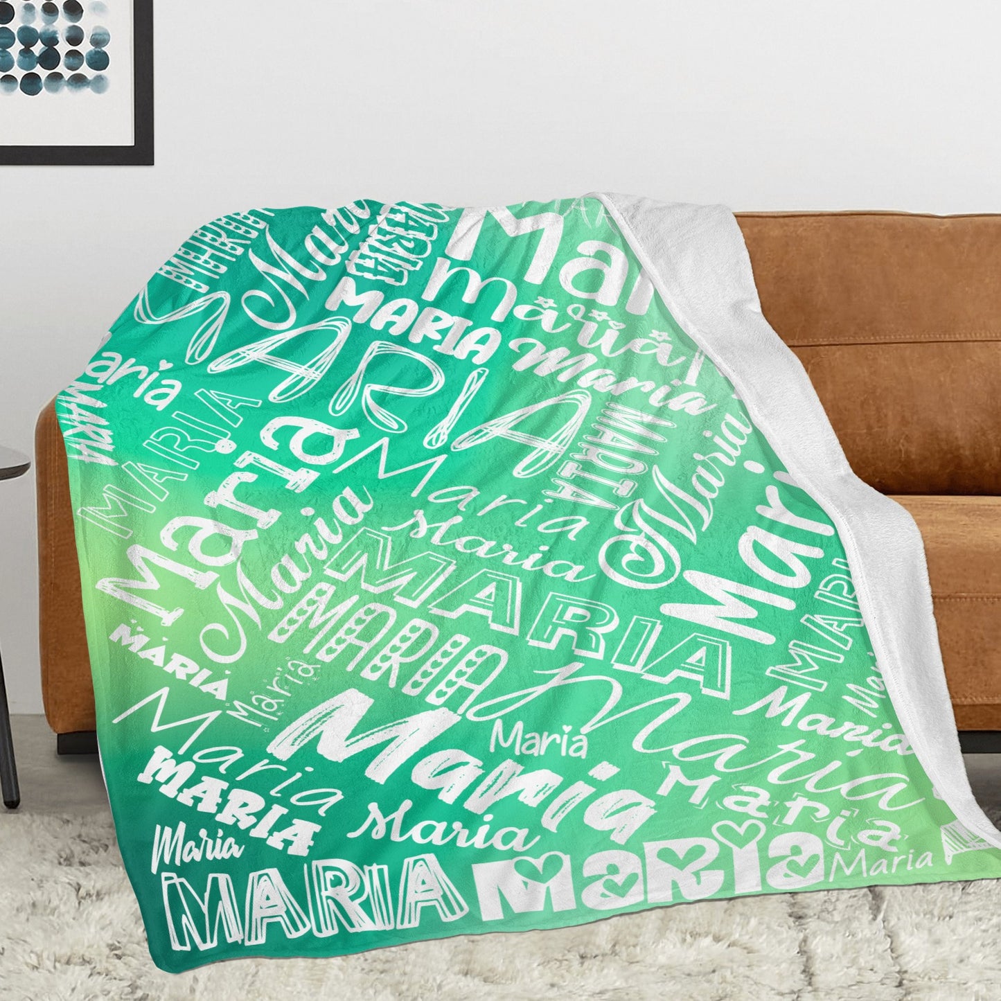 Green Flannel Blanket Name Blanket Personalized Blanket for Adult Kids Flannel Customize Throw Blanket Custom