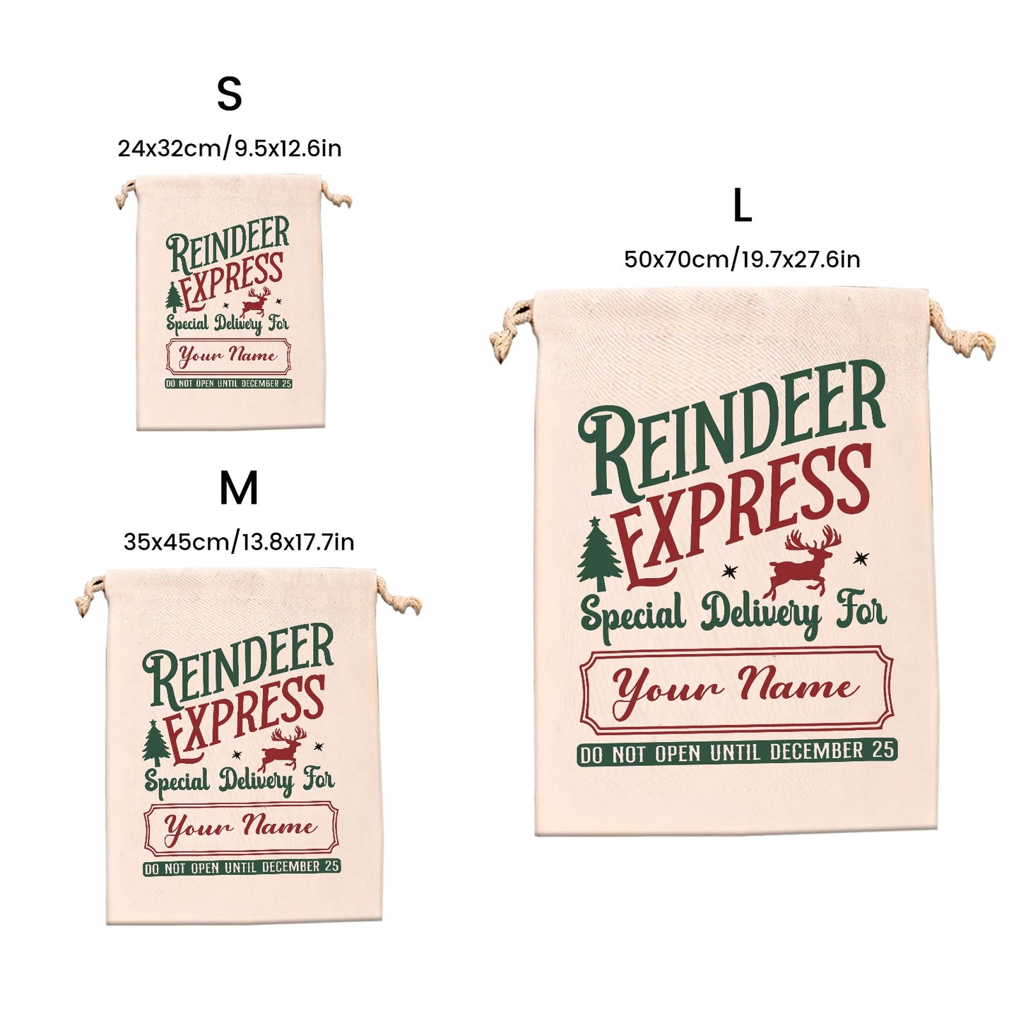Reindeer Christmas Gift Bag Custom Santa Gift Bags your Name