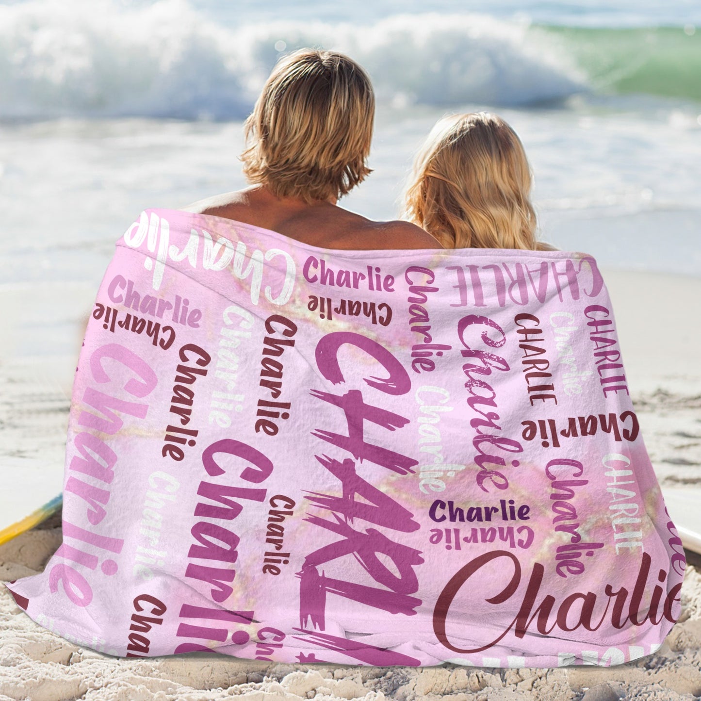 Pink Flannel Blanket Custom Name Blanket Gift for Men Women