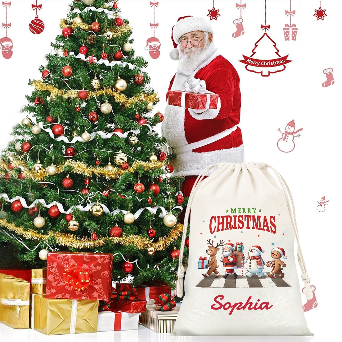 alphabet Christmas Gift Bag Personalized Christmas Wrapping Gift Bags