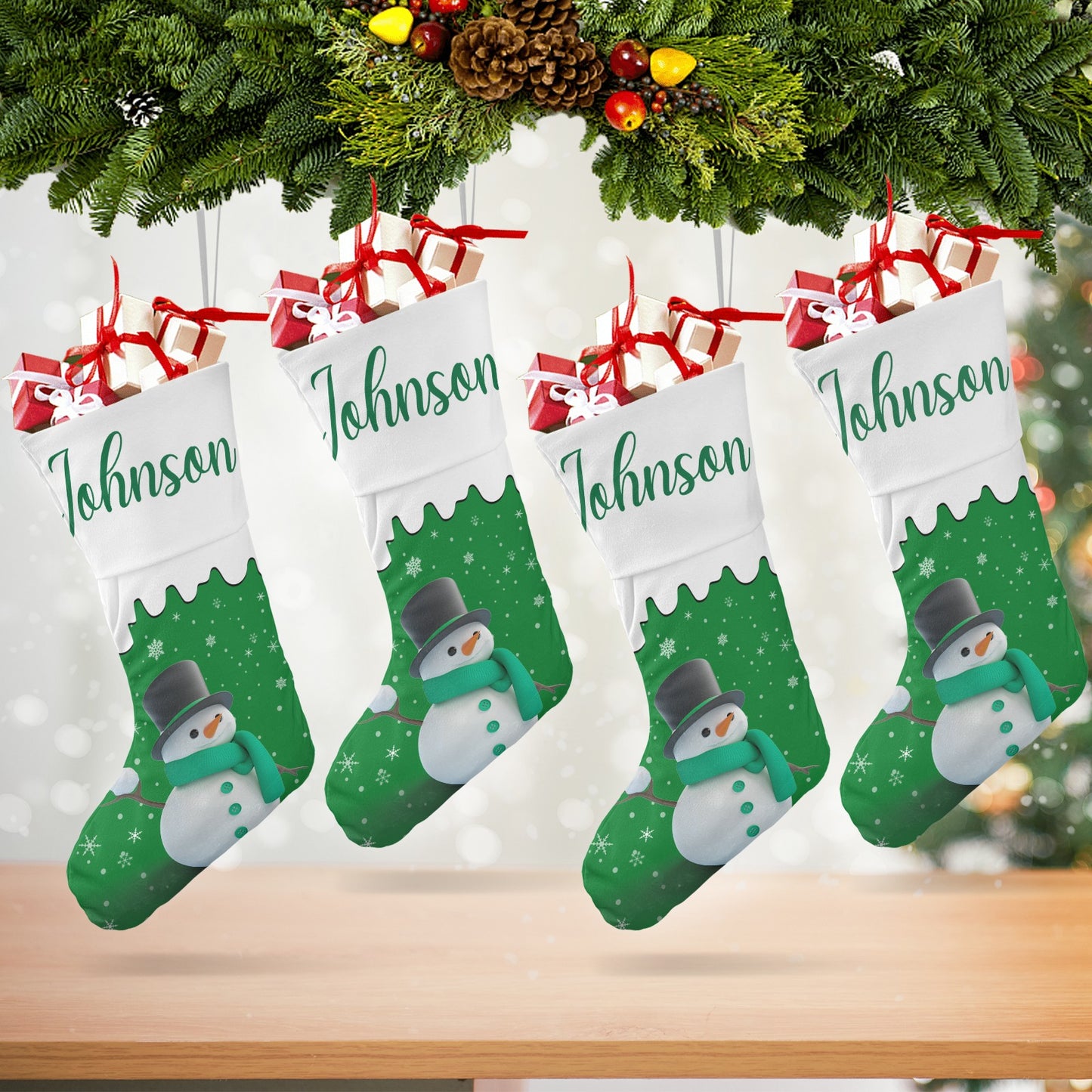 Snowman Christmas Stocking Custom Name Christmas Socks Gift