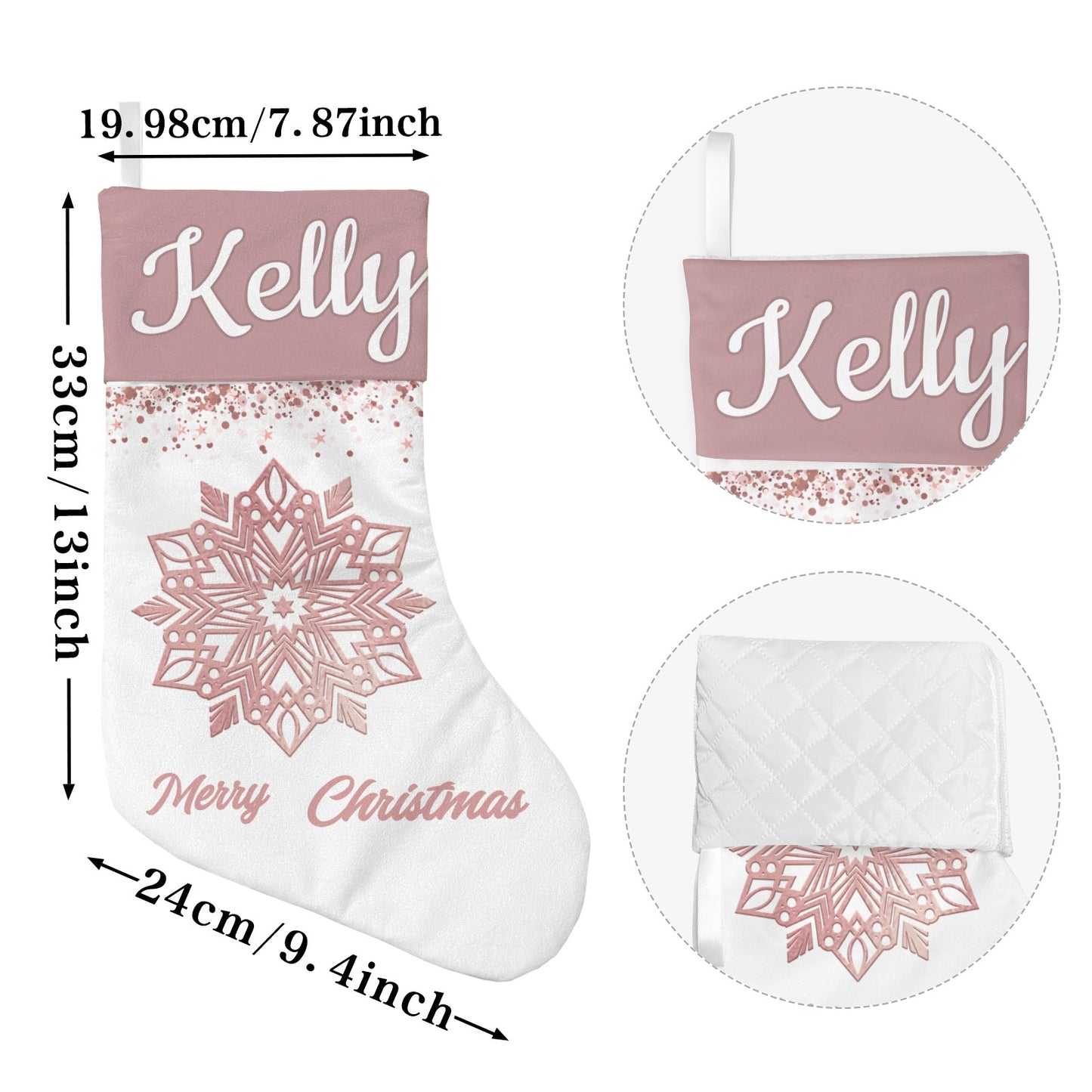 Snow Christmas Stocking Custom Name Santa Socks Gift