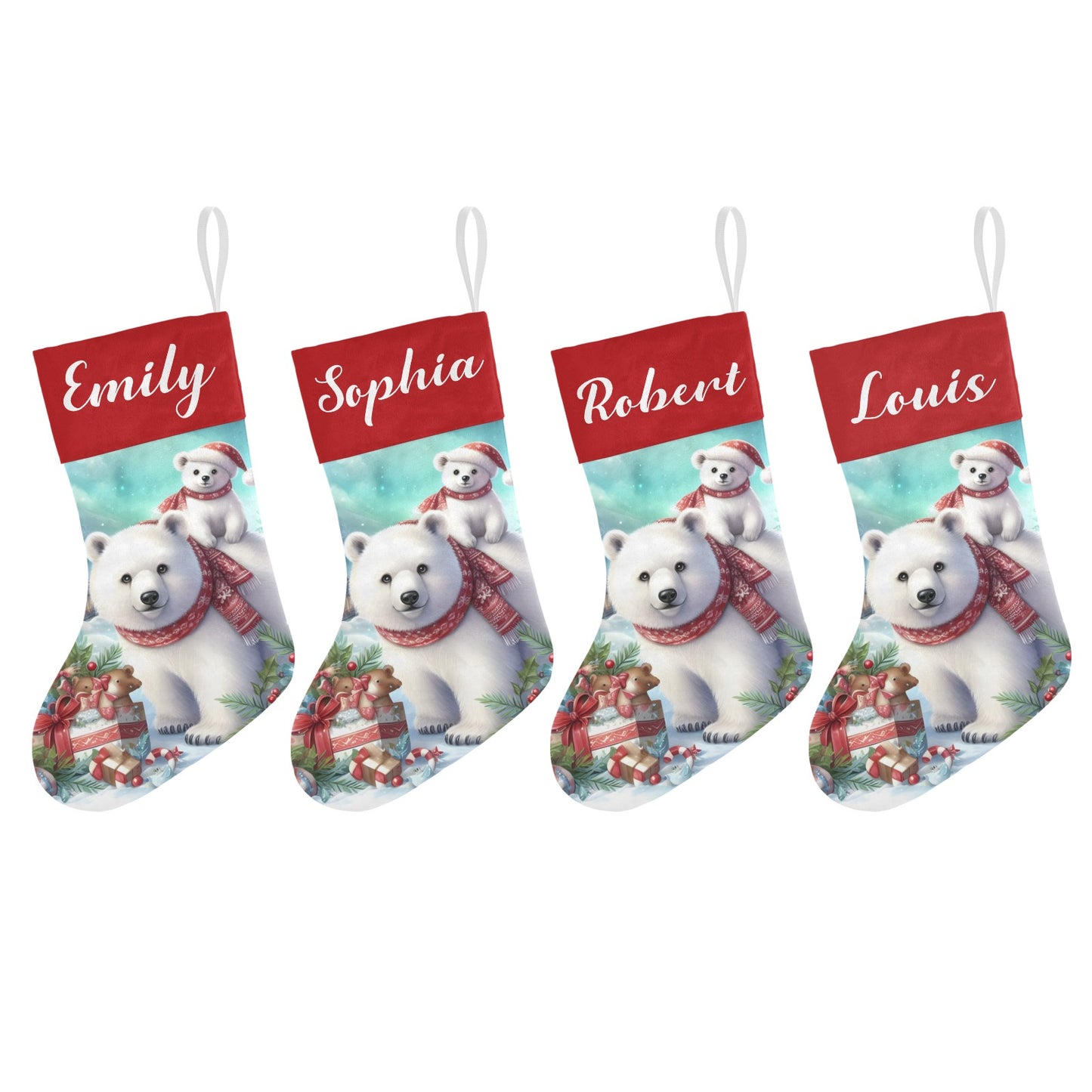 Bear Christmas Stocking Custom Name Christmas Socks Gift
