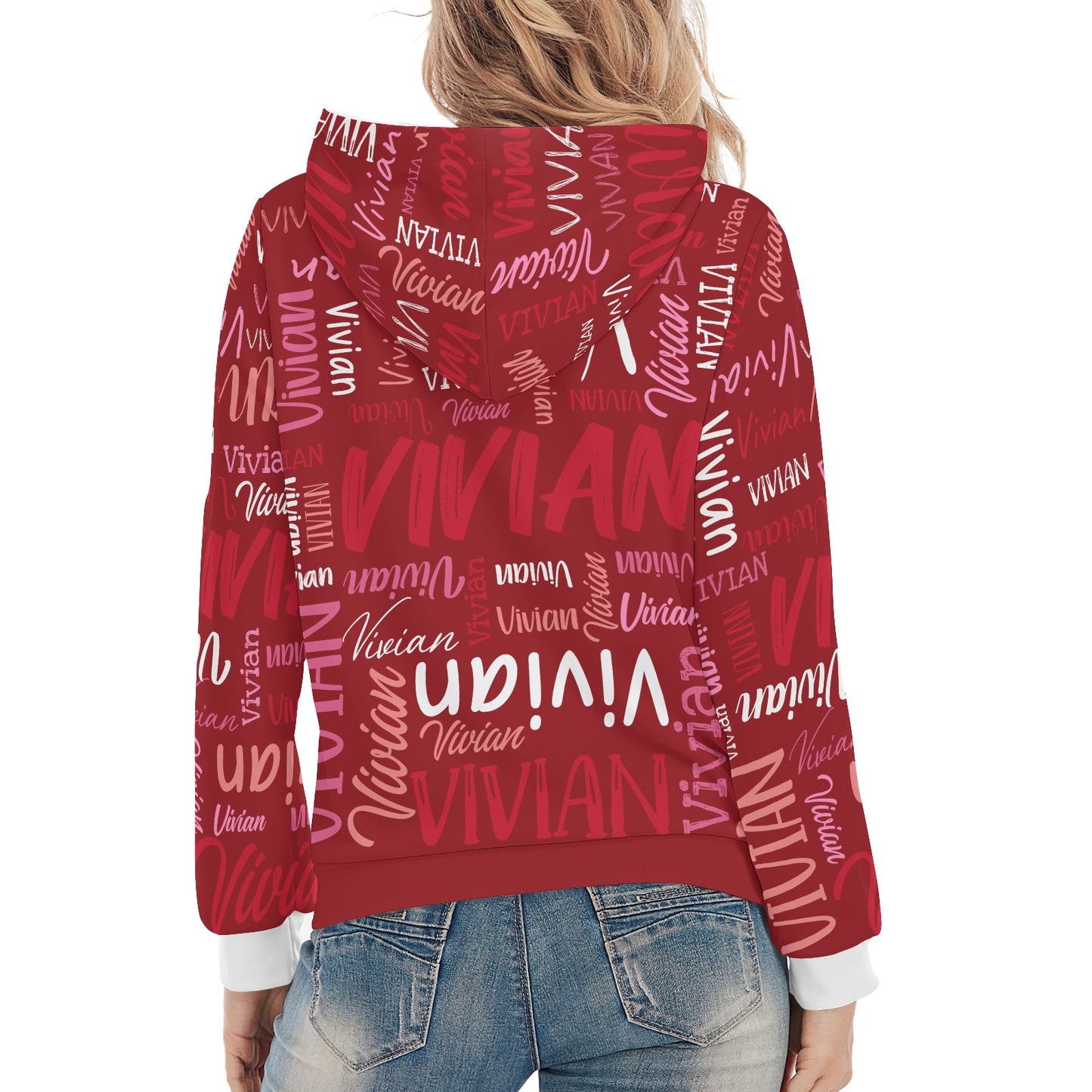 Red Unisex Heavy Blend Hoodie Customized Hooded Sweatshirt with Name Women and Girl