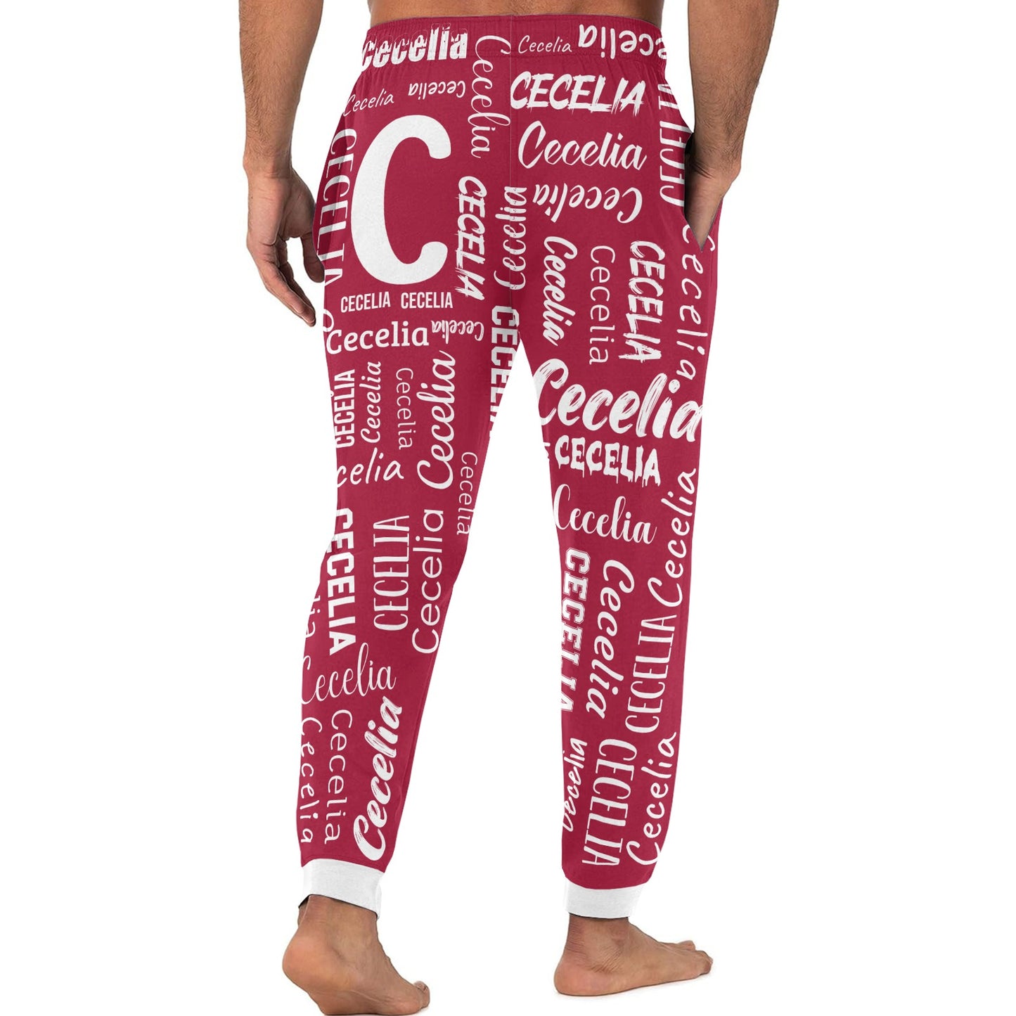 Monogram Red Men S Pajama Pants Personalized Funny Sleepwear Pants Customized Pj Trousers Gifts for Him