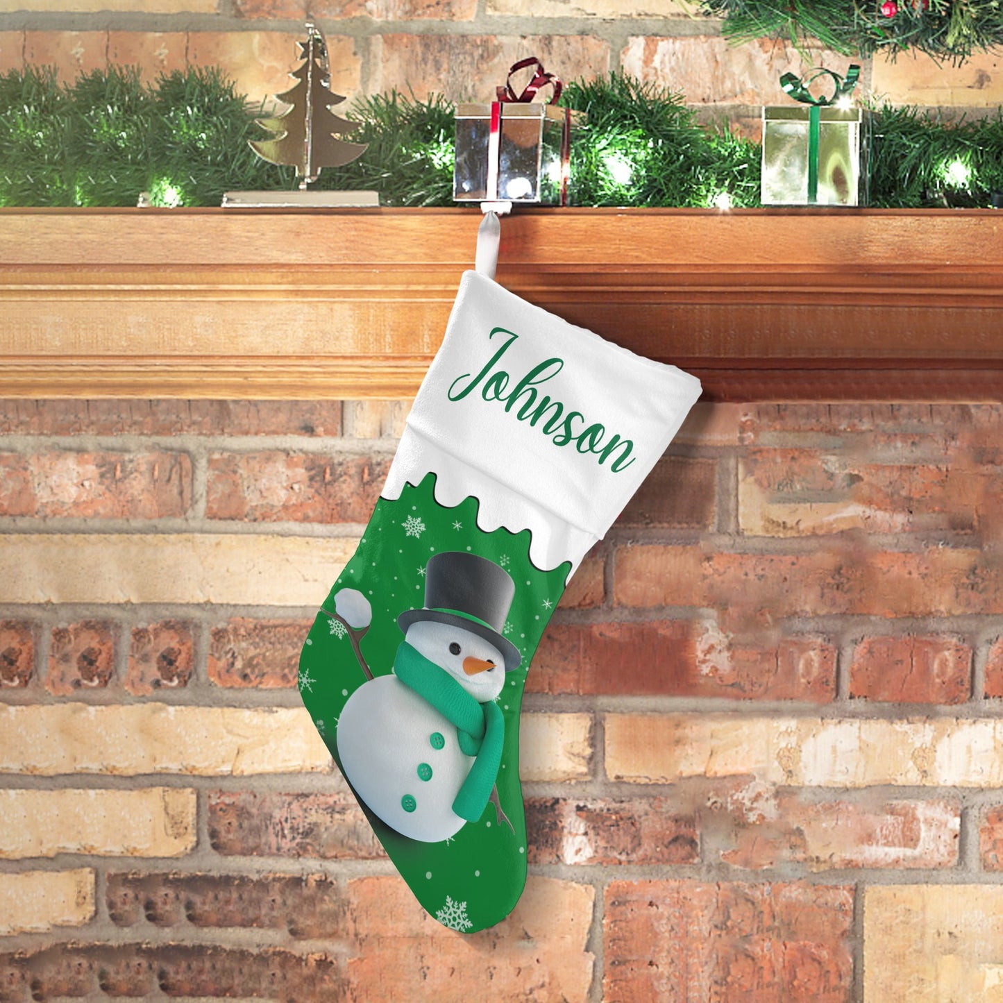Snowman Christmas Stocking Custom Name Christmas Socks Gift
