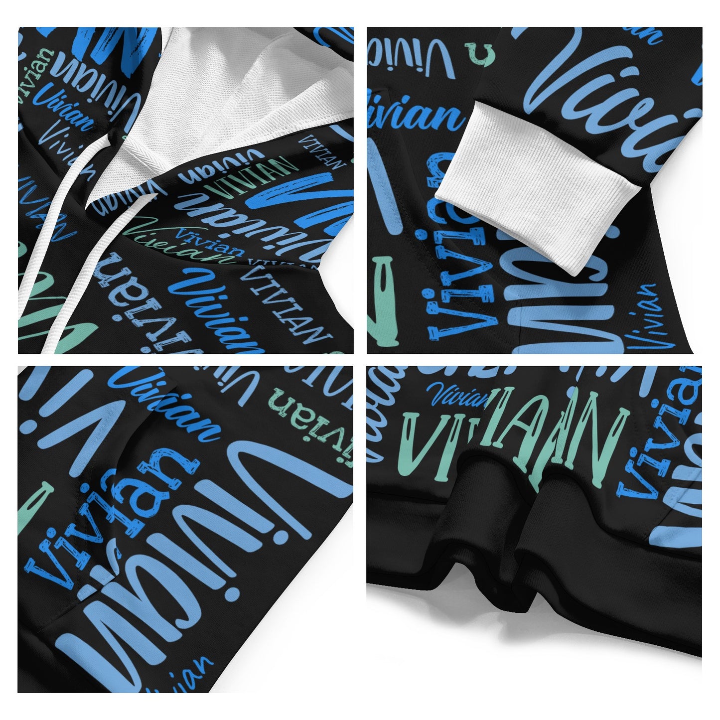 Black Unisex Heavy Blend Hoodie Customized Hooded Sweatshirt with Name Women and Girl