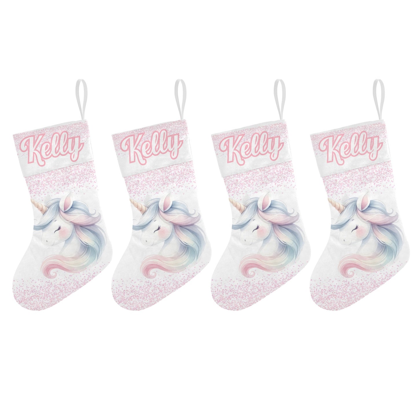 Pink Unicorn Christmas Stocking Custom Name Santa Socks Gift