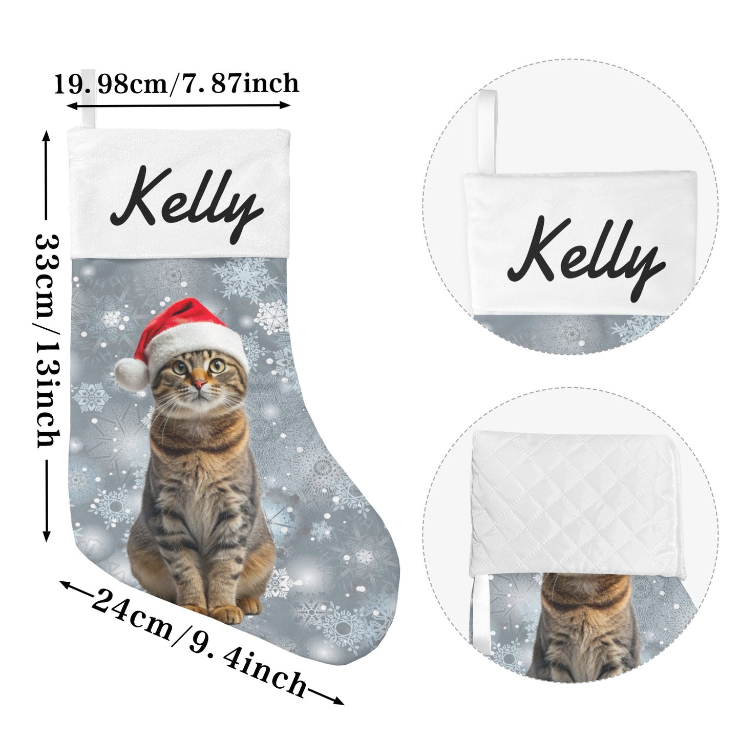 Cat Christmas Stocking Custom Name Santa Socks Gift
